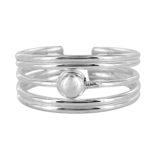 925 Sterling Silver Five wire Design Ball Toe Ring - Gem Avenue