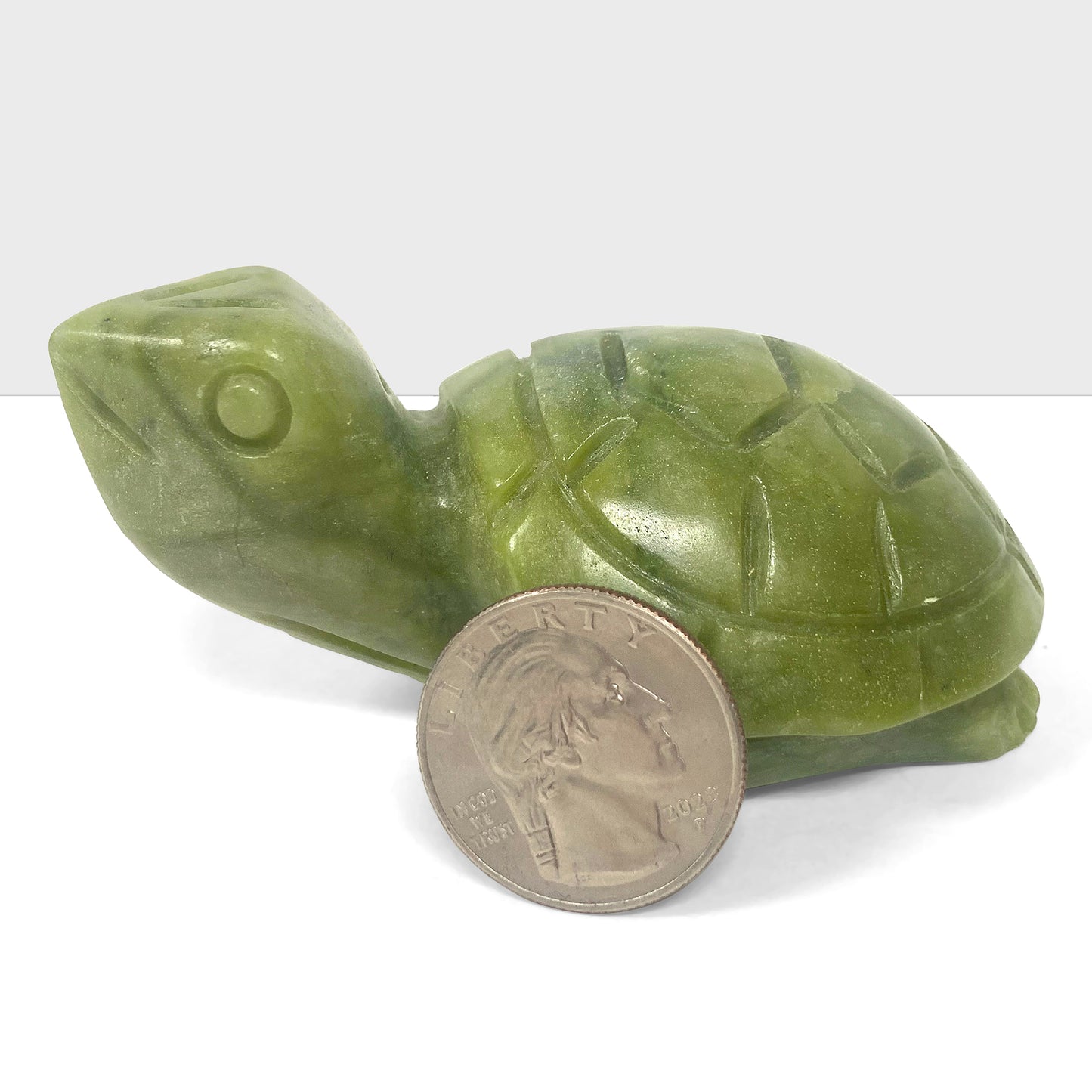 Hand Carved Nephrite Green Turtle Crystal Gemstone Figurine Home Decor - Gem Avenue