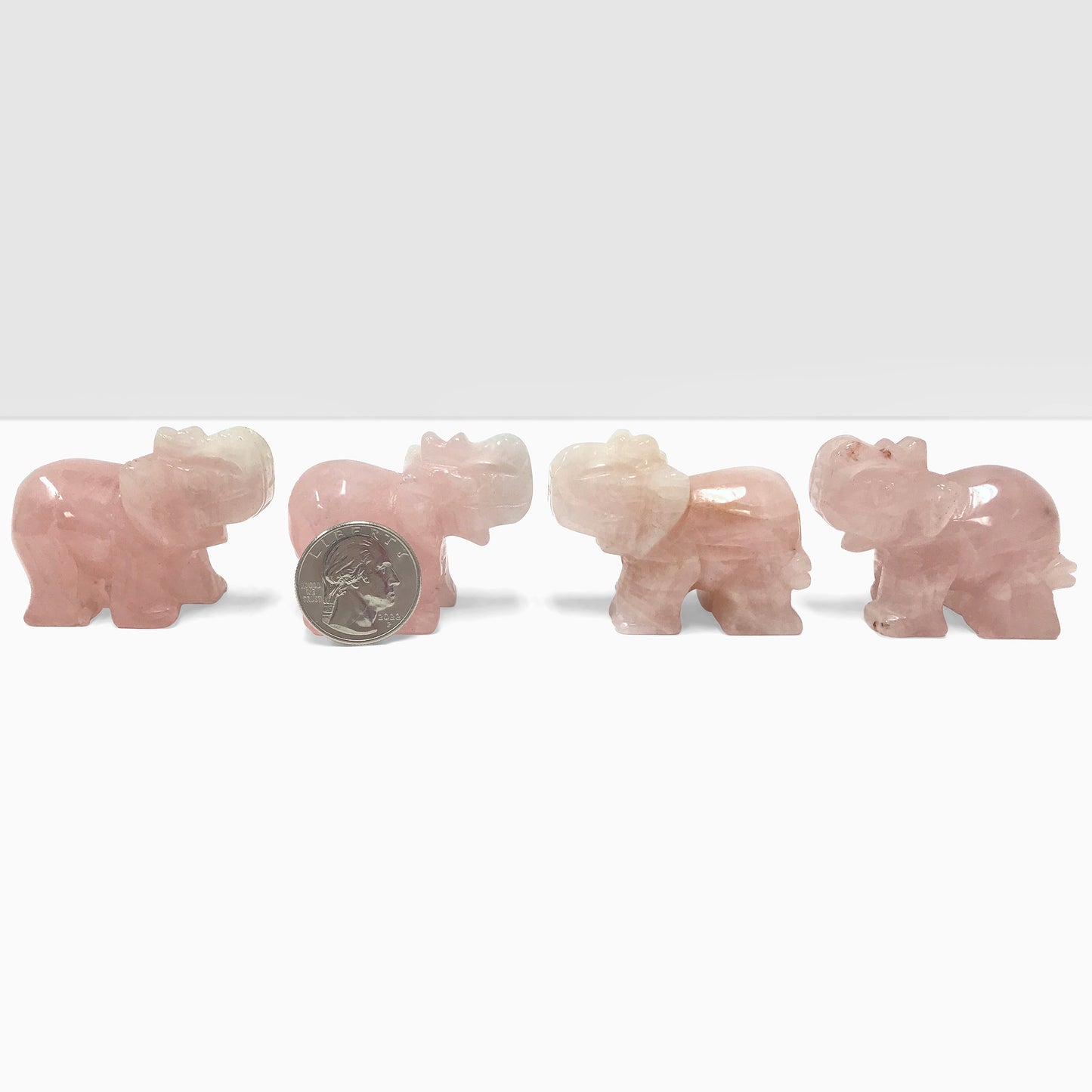 Hand-Carved Rose Quartz Elephant Crystal Gemstone Carving