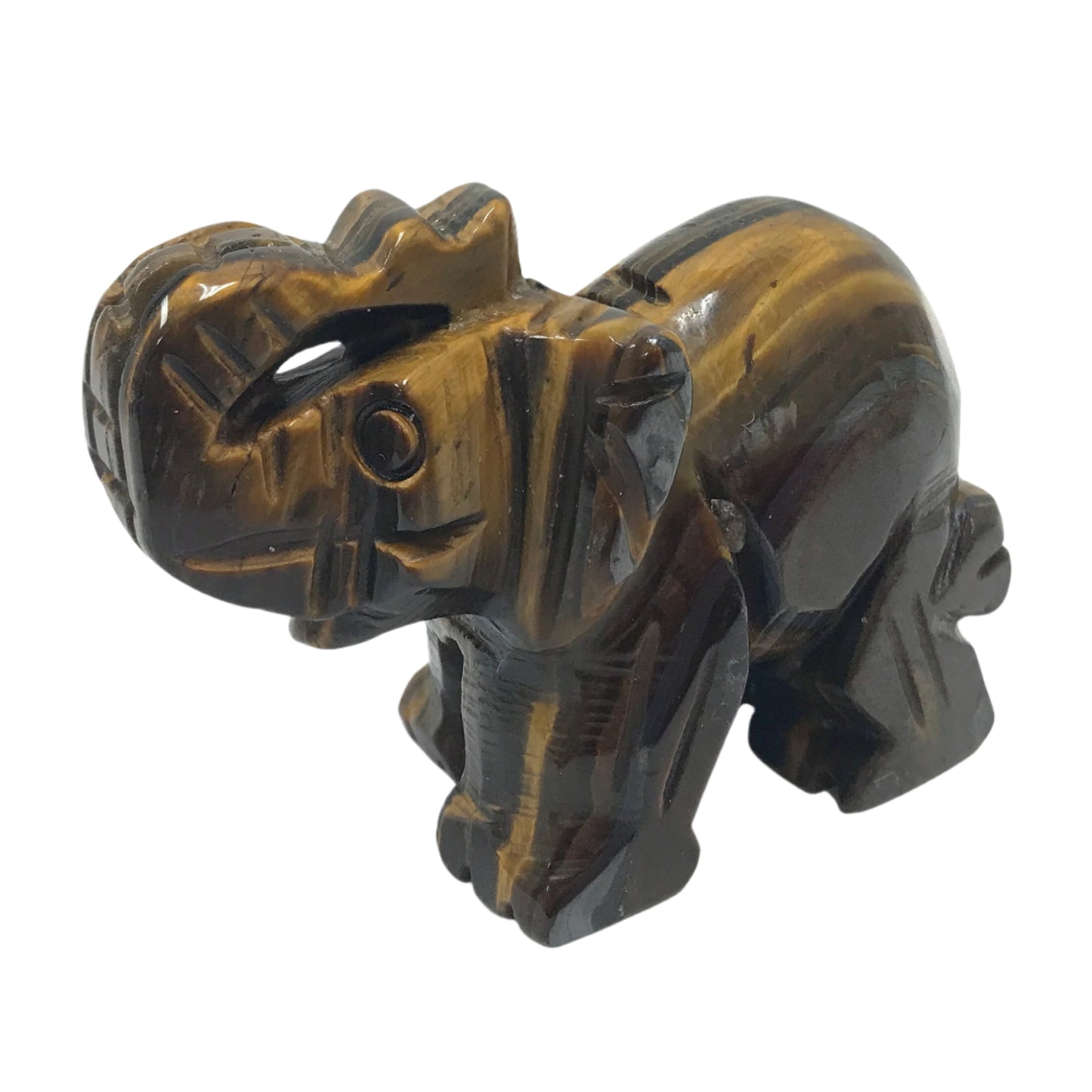 Hand-Carved Tiger Eye Elephant Crystal Gemstone Carving for Healing, Energy, Meditation & Home Decor-14-0032-TigersEye