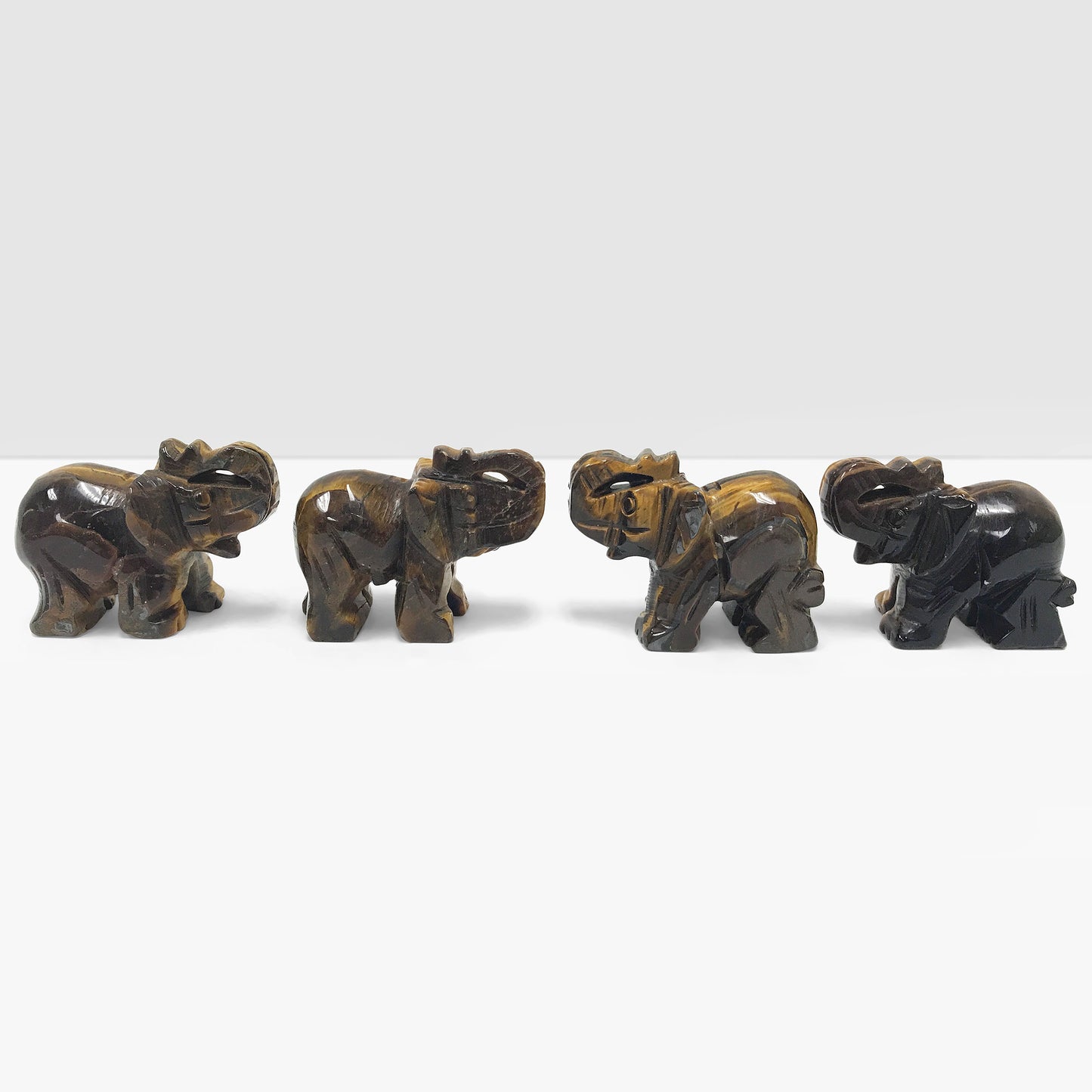 Hand-Carved Tiger Eye Elephant Crystal Gemstone Carving for Healing, Energy, Meditation & Home Decor-14-0032-TigersEye
