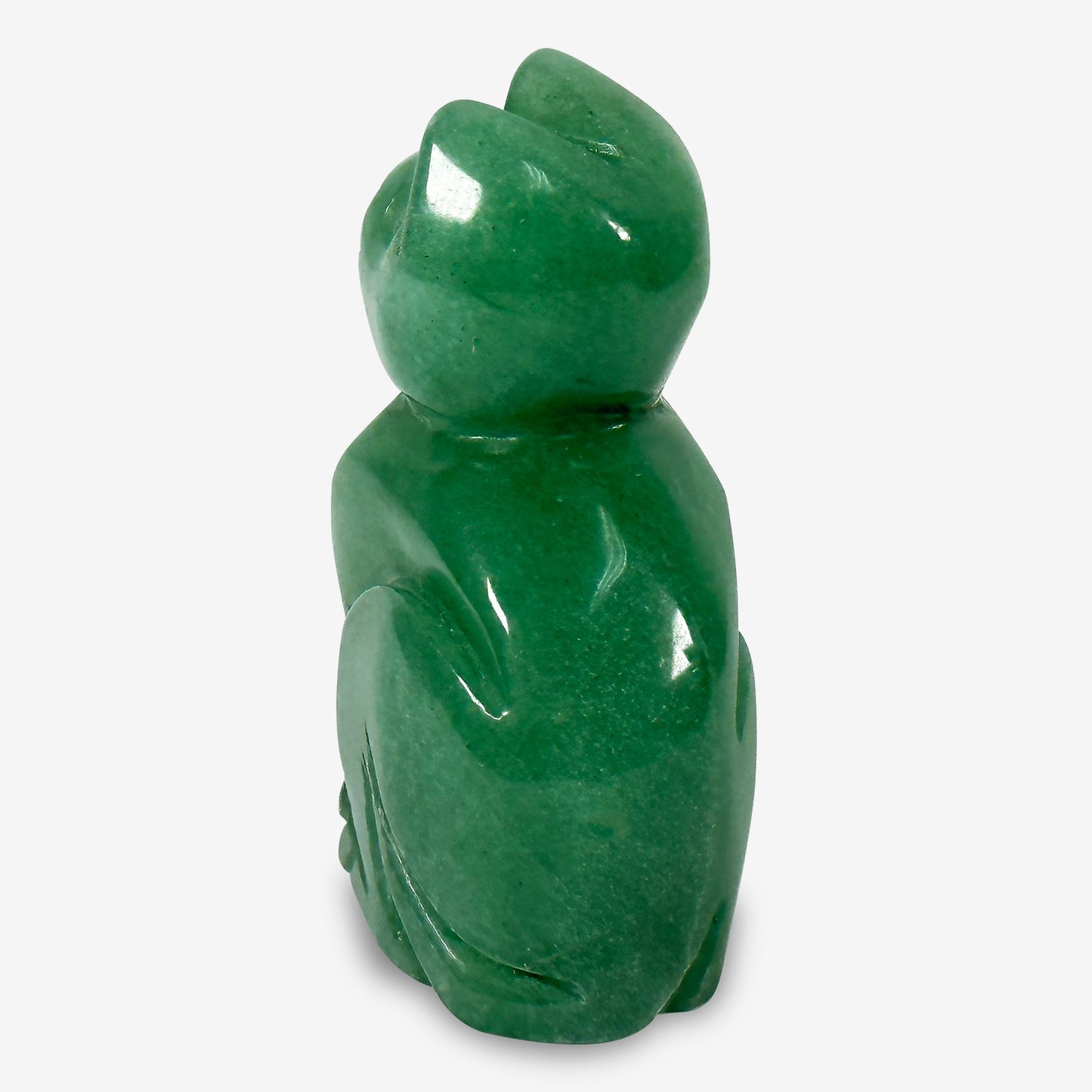 Hand-Carved Aventurine Cat Gemstone Animal Carving - Gem Avenue