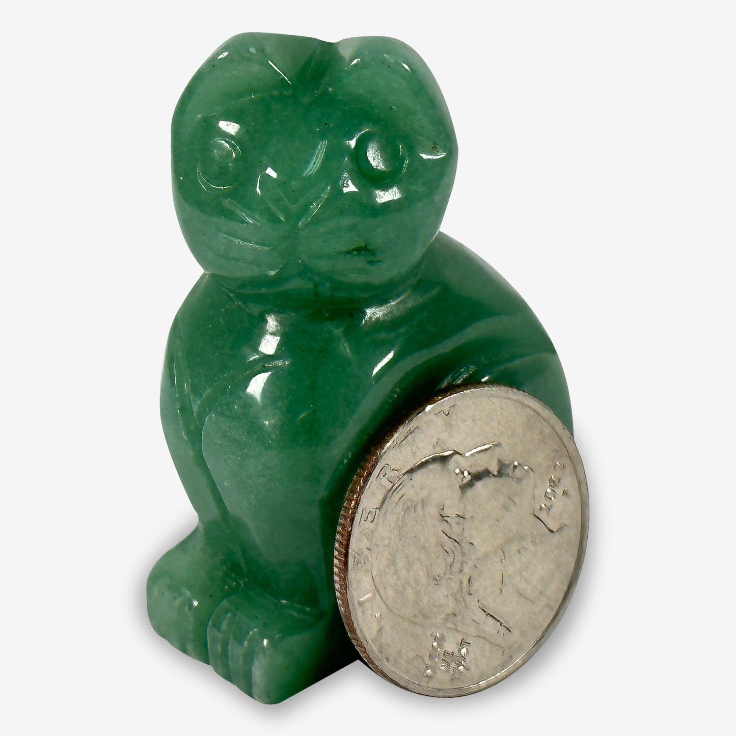 Hand-Carved Aventurine Cat Gemstone Animal Carving - Gem Avenue