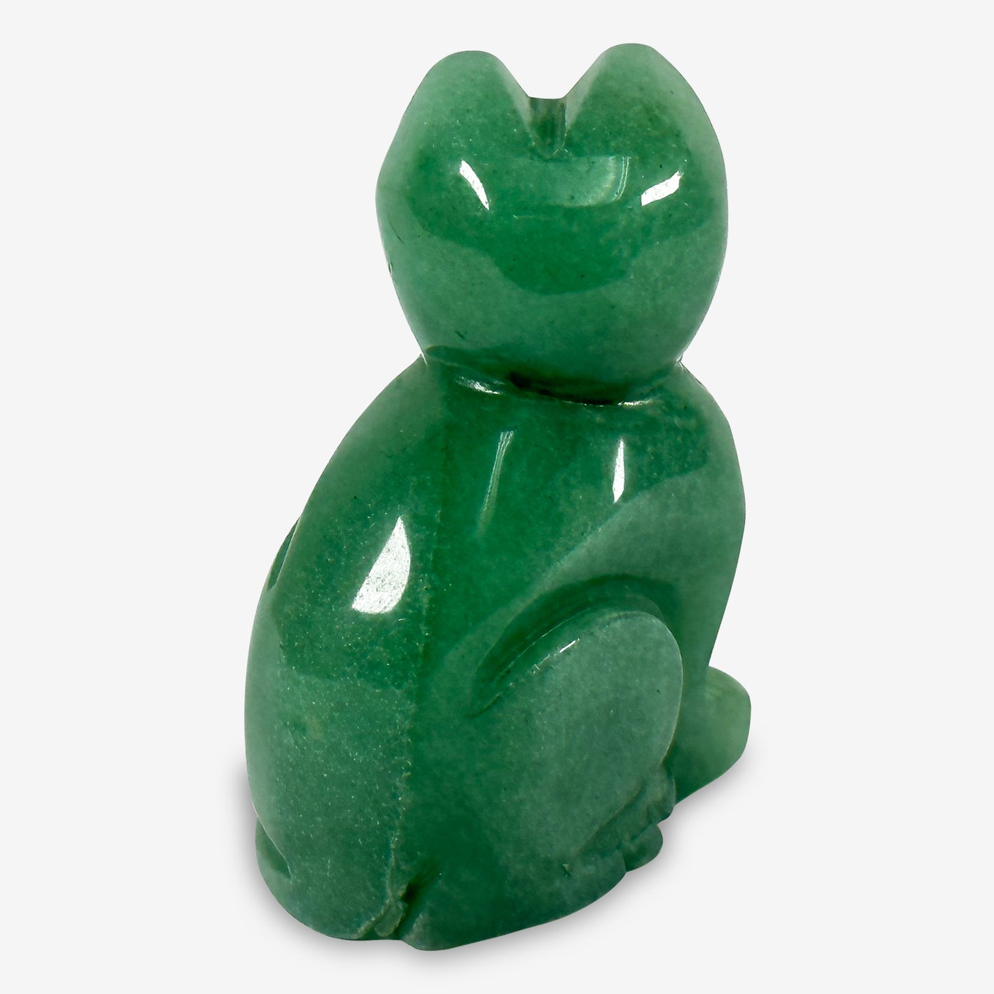 Hand-Carved Aventurine Cat Gemstone Animal Carving - Gem Avenue