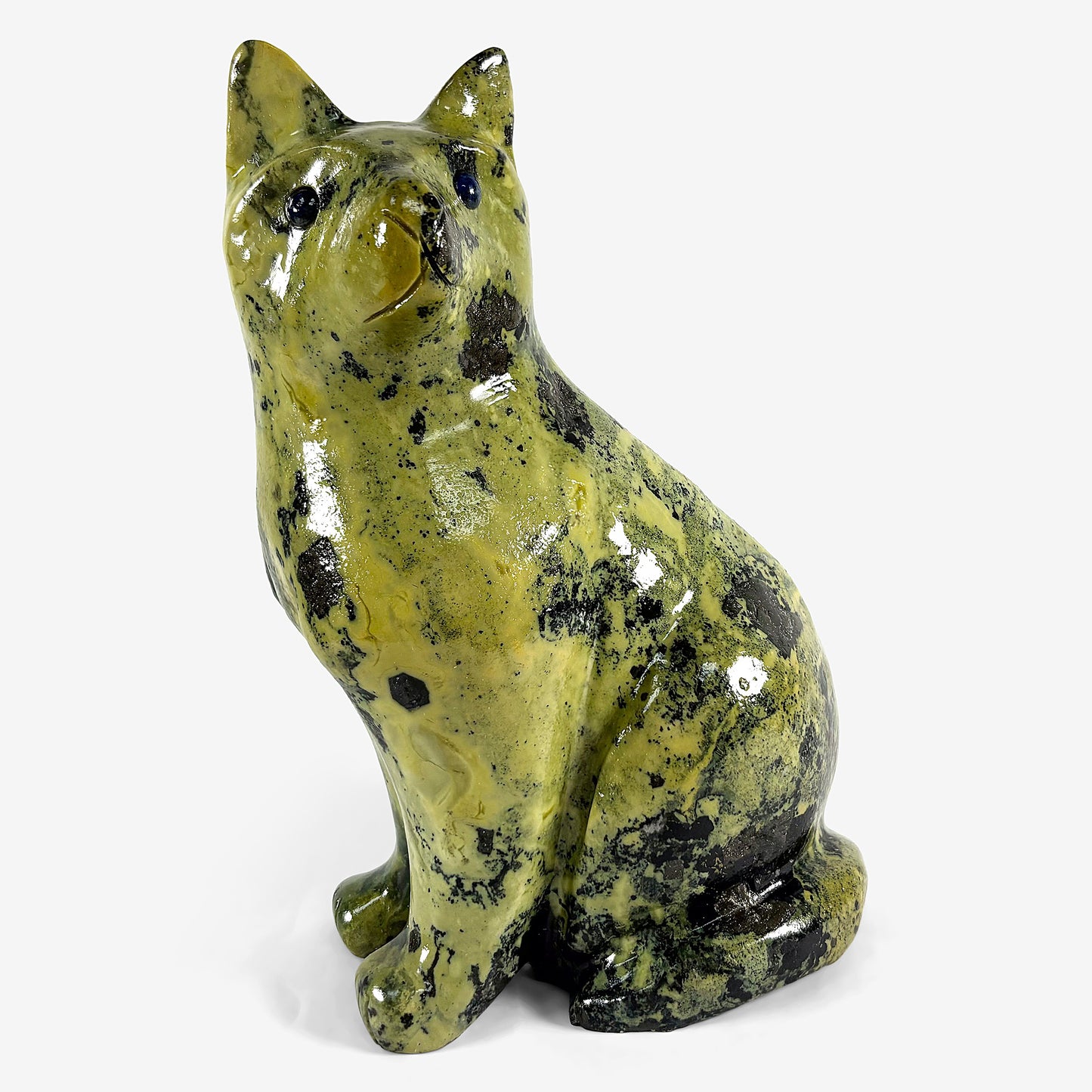 Hand Carved Cat Serpentine Gemstone Animal Figurine Decor-Gem Avenue