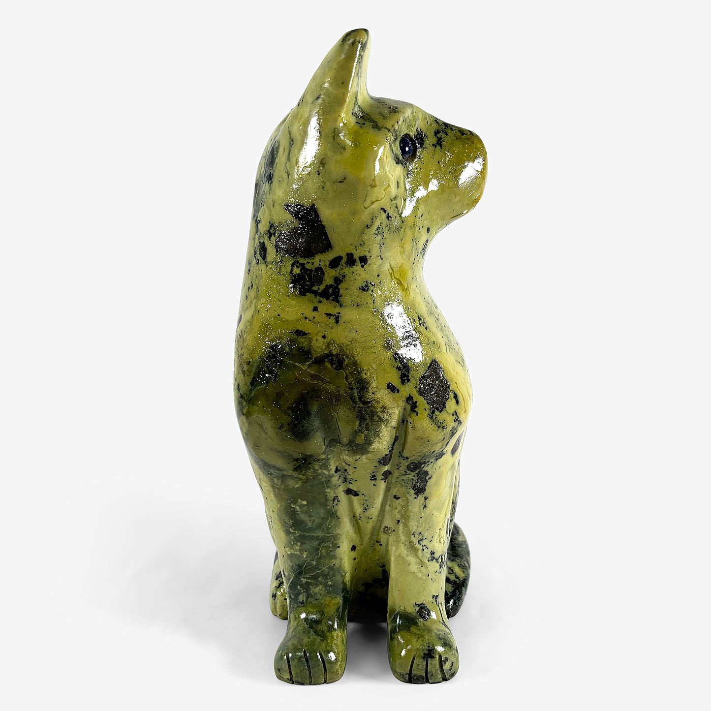 Hand Carved Cat Serpentine Gemstone Animal Figurine Decor-Gem Avenue