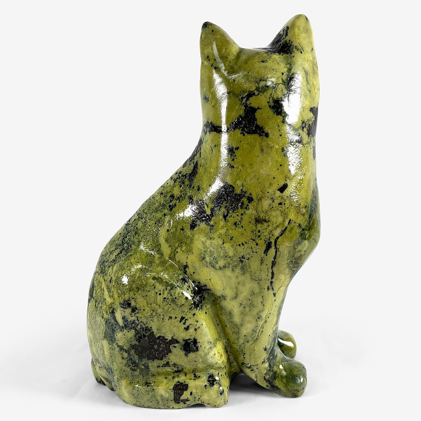 Hand Carved Cat Serpentine Gemstone Animal Figurine Decor-Gem Avenue
