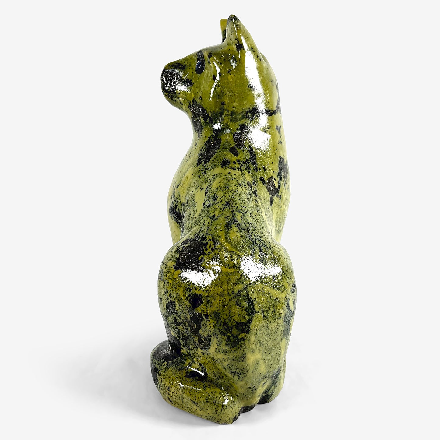 Hand Carved Cat Serpentine Gemstone Animal Figurine Decor-Gem Avenue