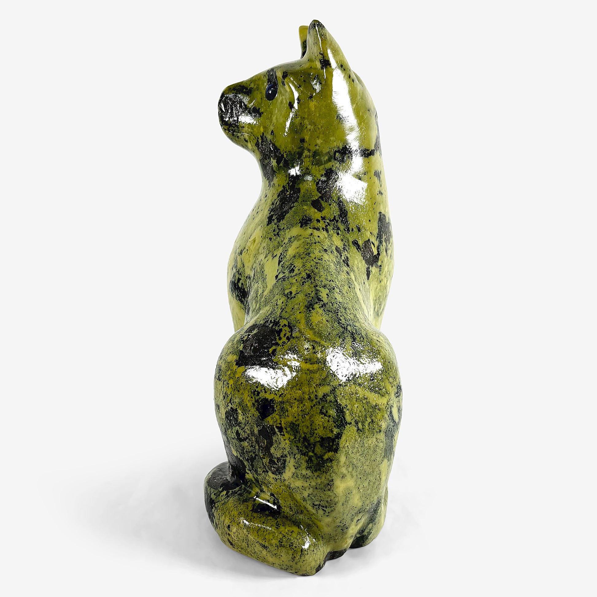 Hand Carved Cat Serpentine Gemstone Animal Figurine Decor-Gem Avenue