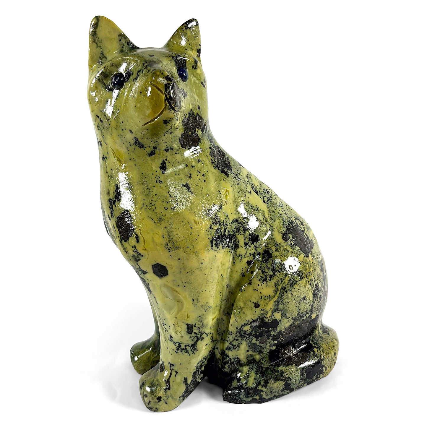 Hand-Carved Serpentine Dog Figurine Natural Gemstone Animal Carving for Home Decor, Office Display & Gift for Collectors & Crystal Enthusiasts