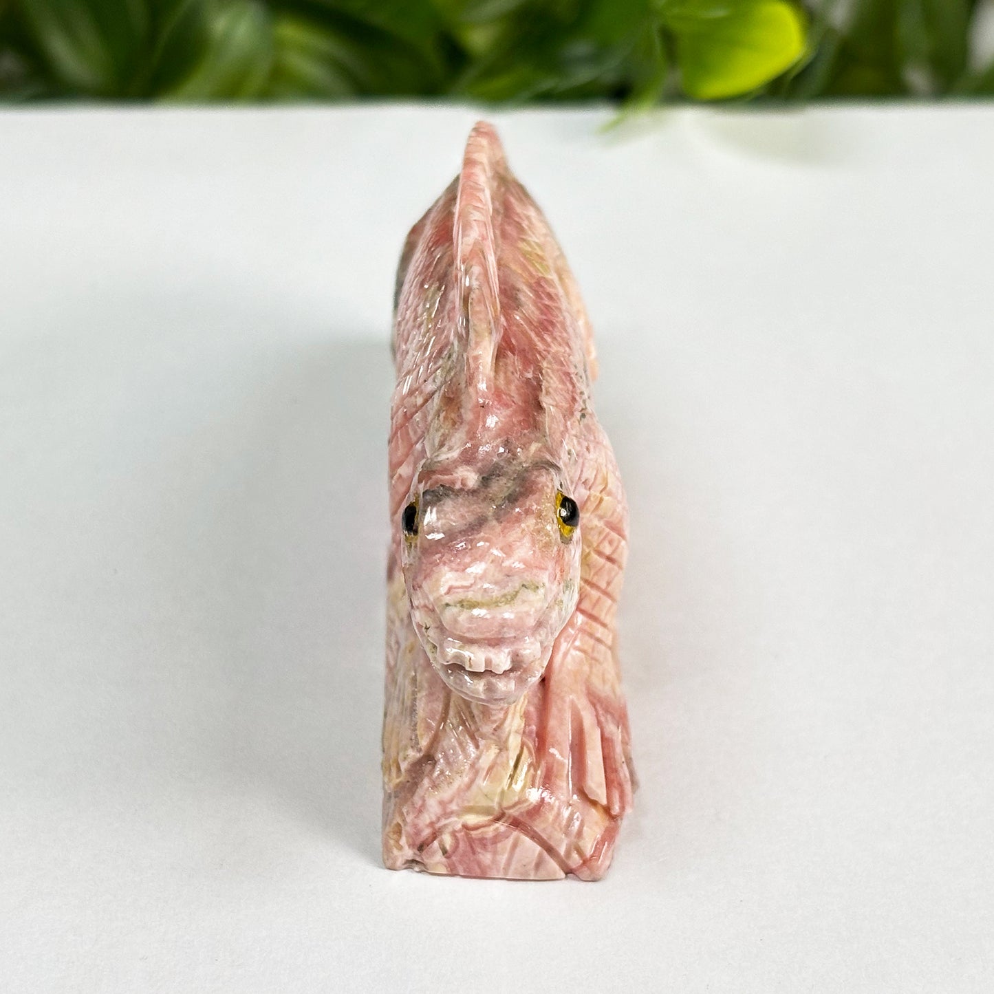 Hand-Carved Rhodochrosite Iguana Gemstone Animal Carving - Gem Avenue