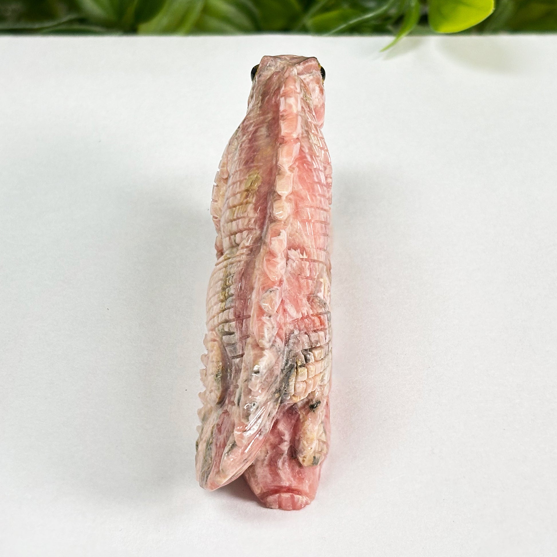 Hand-Carved Rhodochrosite Iguana Gemstone Animal Carving - Gem Avenue
