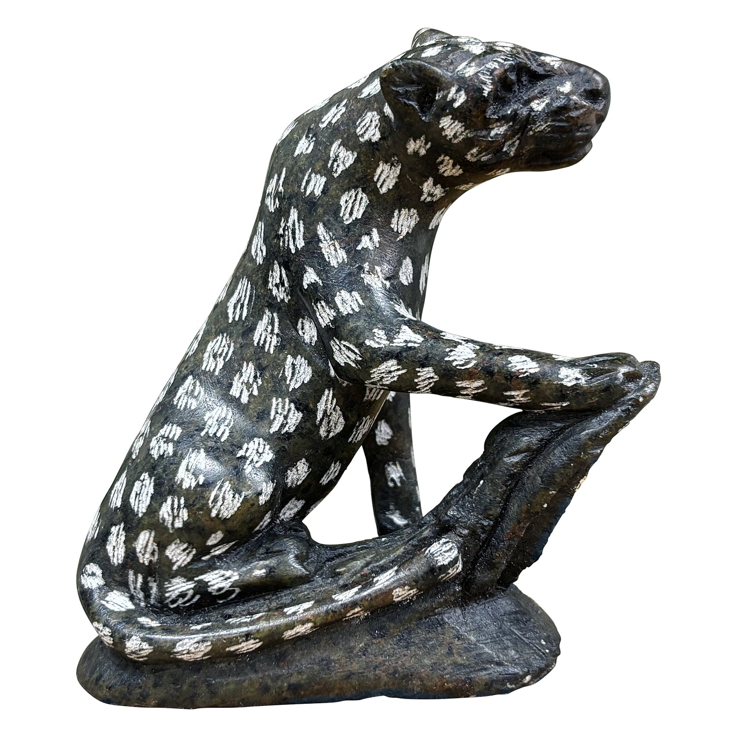 Serpentine Leopard Figurine - Gem Avenue