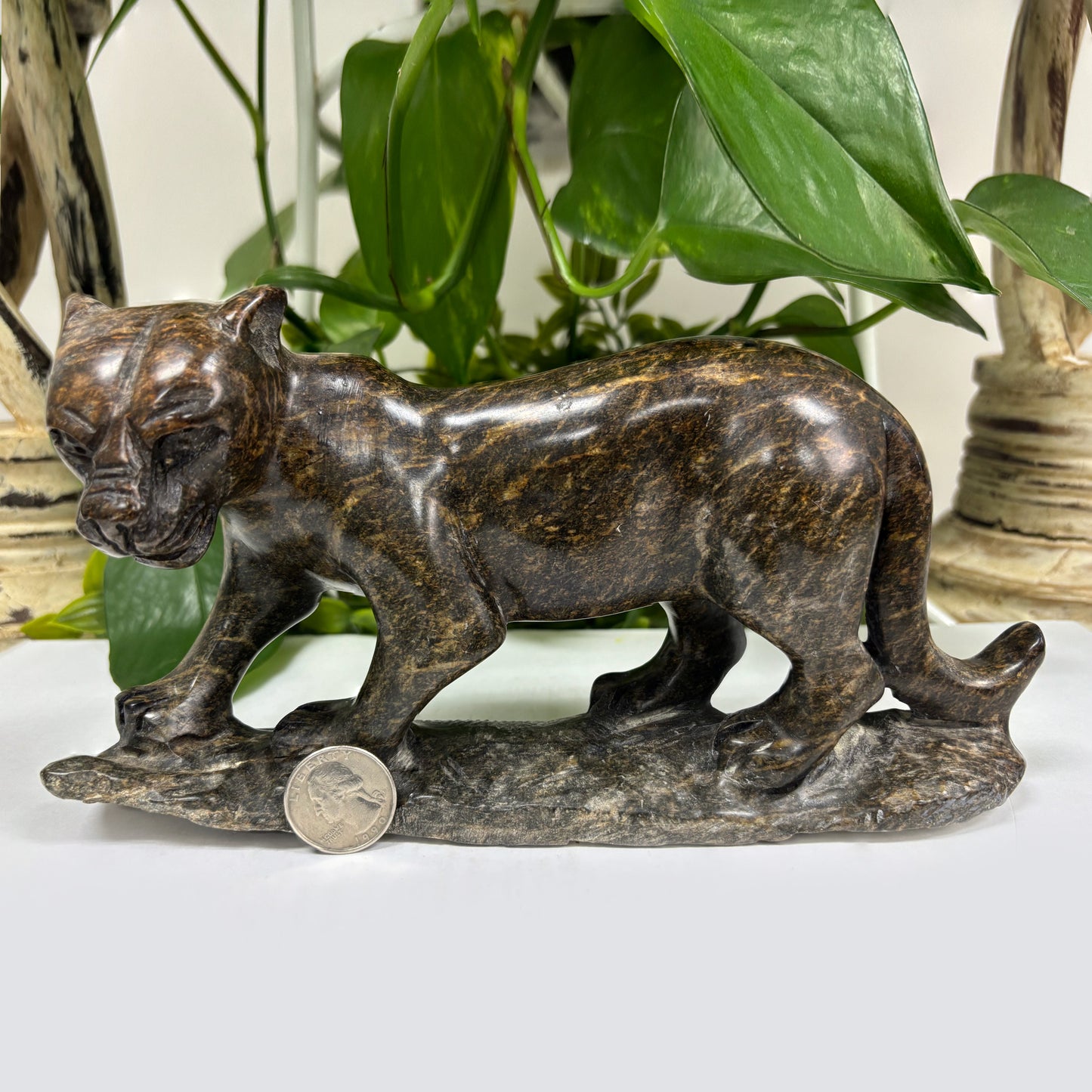 Serpentine Panther Figurine - Gem Avenue