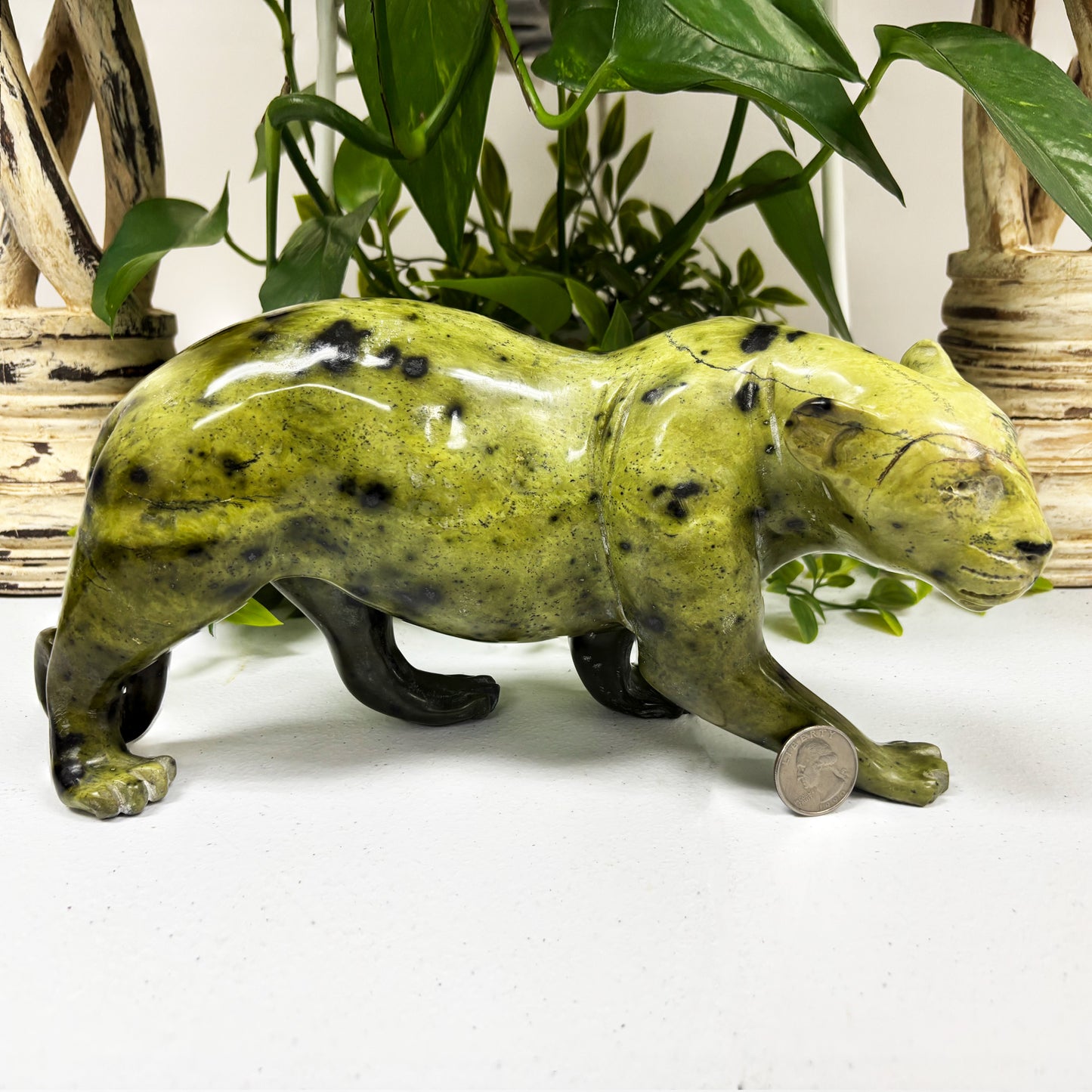 Serpentine Leopard Fgurine - Gem Avenue