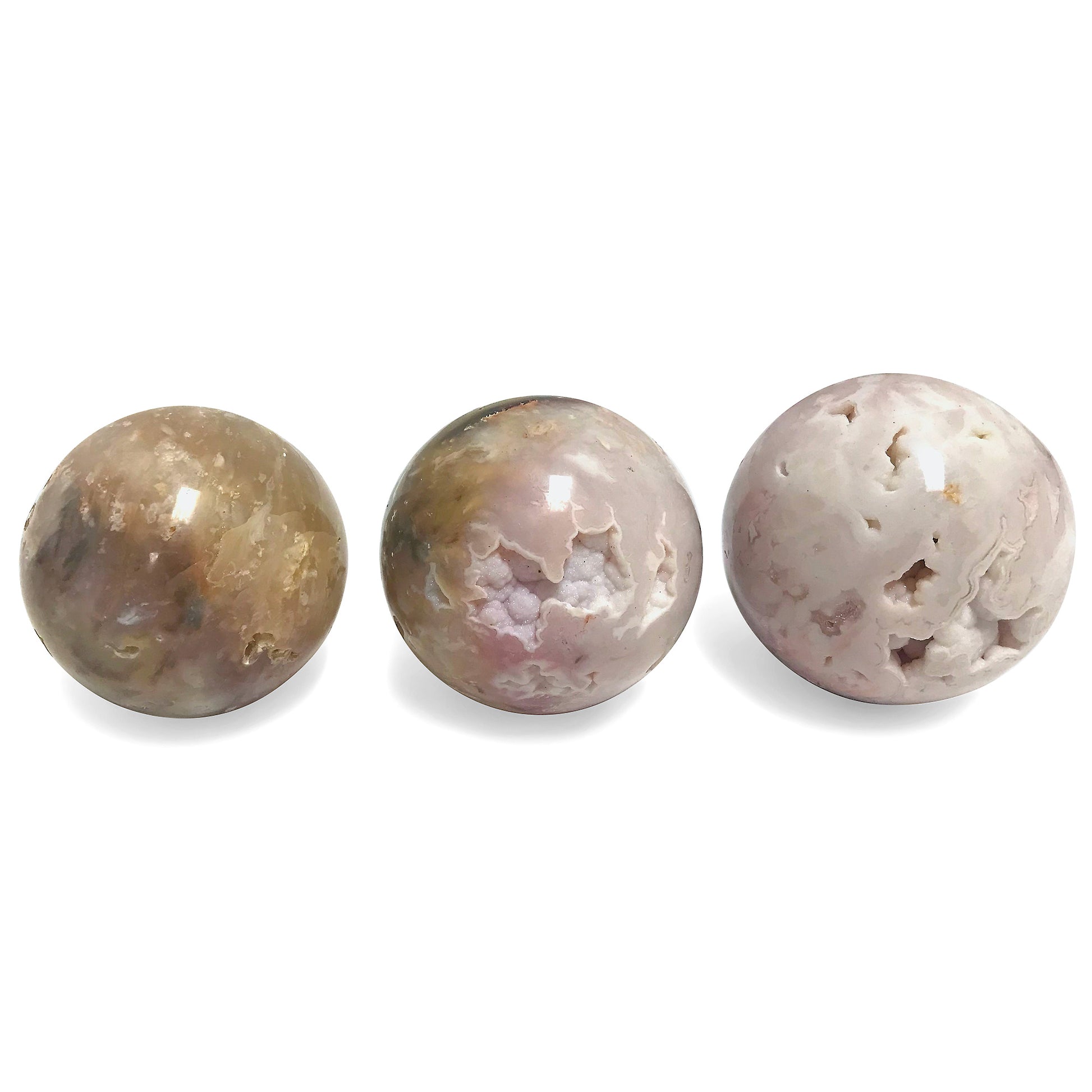Polished Pink Dendritic Agate Crystal Sphere Decor Ball - Gem Avenue