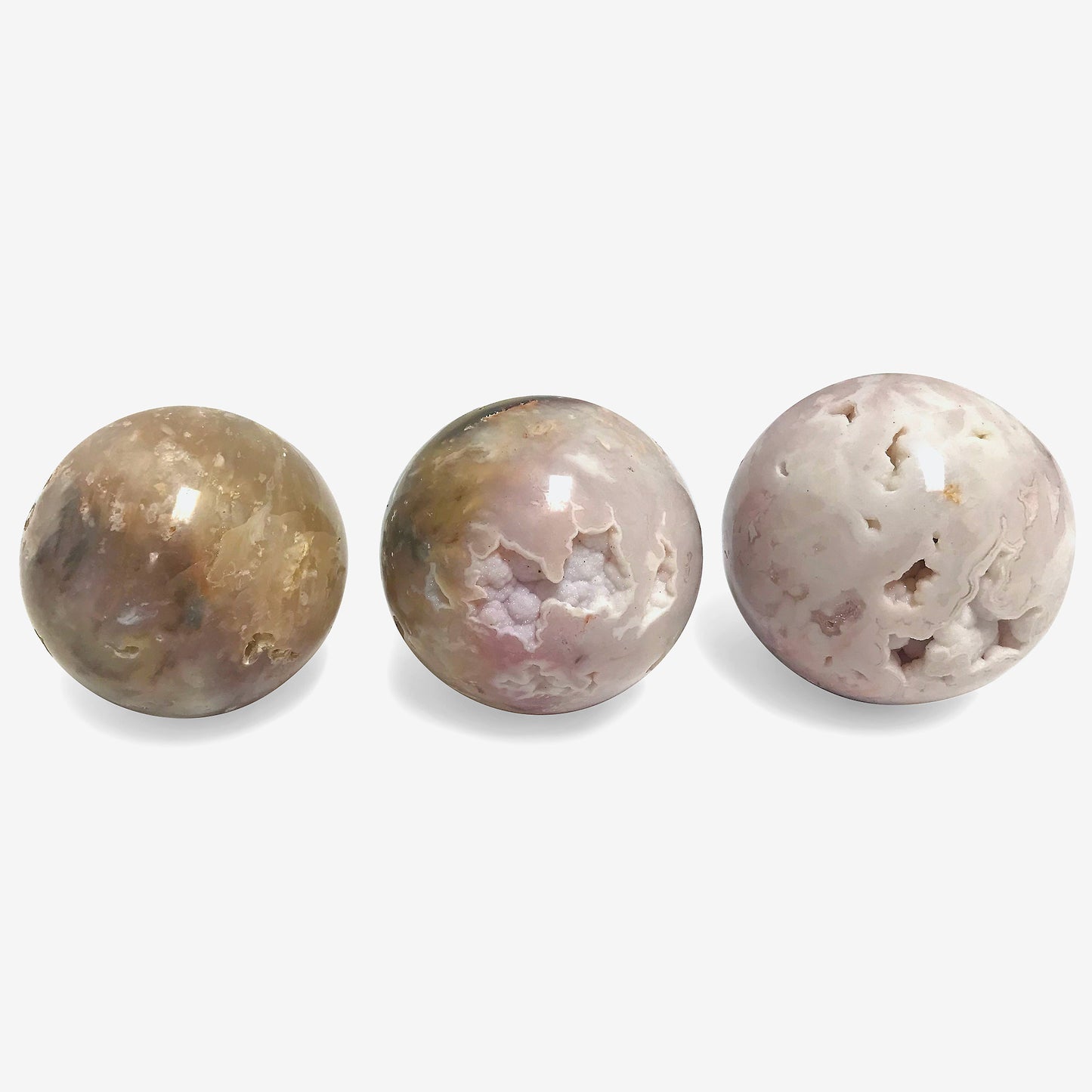 Polished Pink Dendritic Agate Crystal Sphere Decor Ball - Gem Avenue