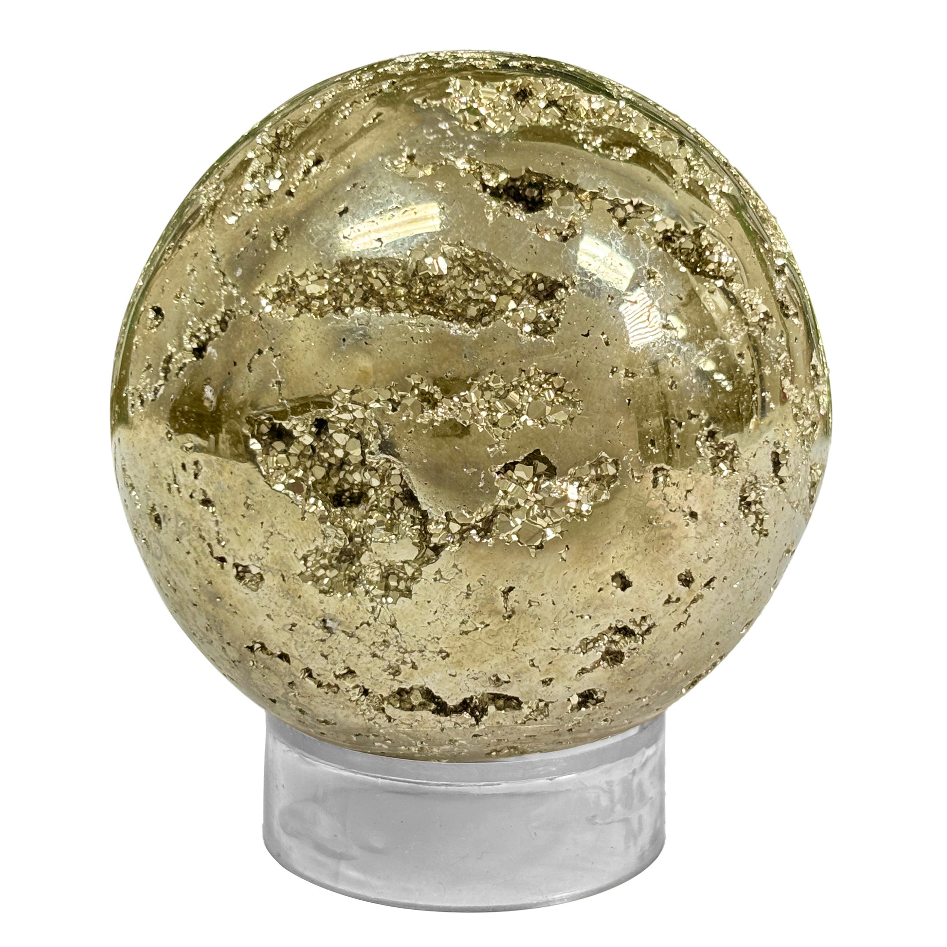 Polished Pyrite Crystal Gemstone Sphere Decor Ball -Gem Avenue