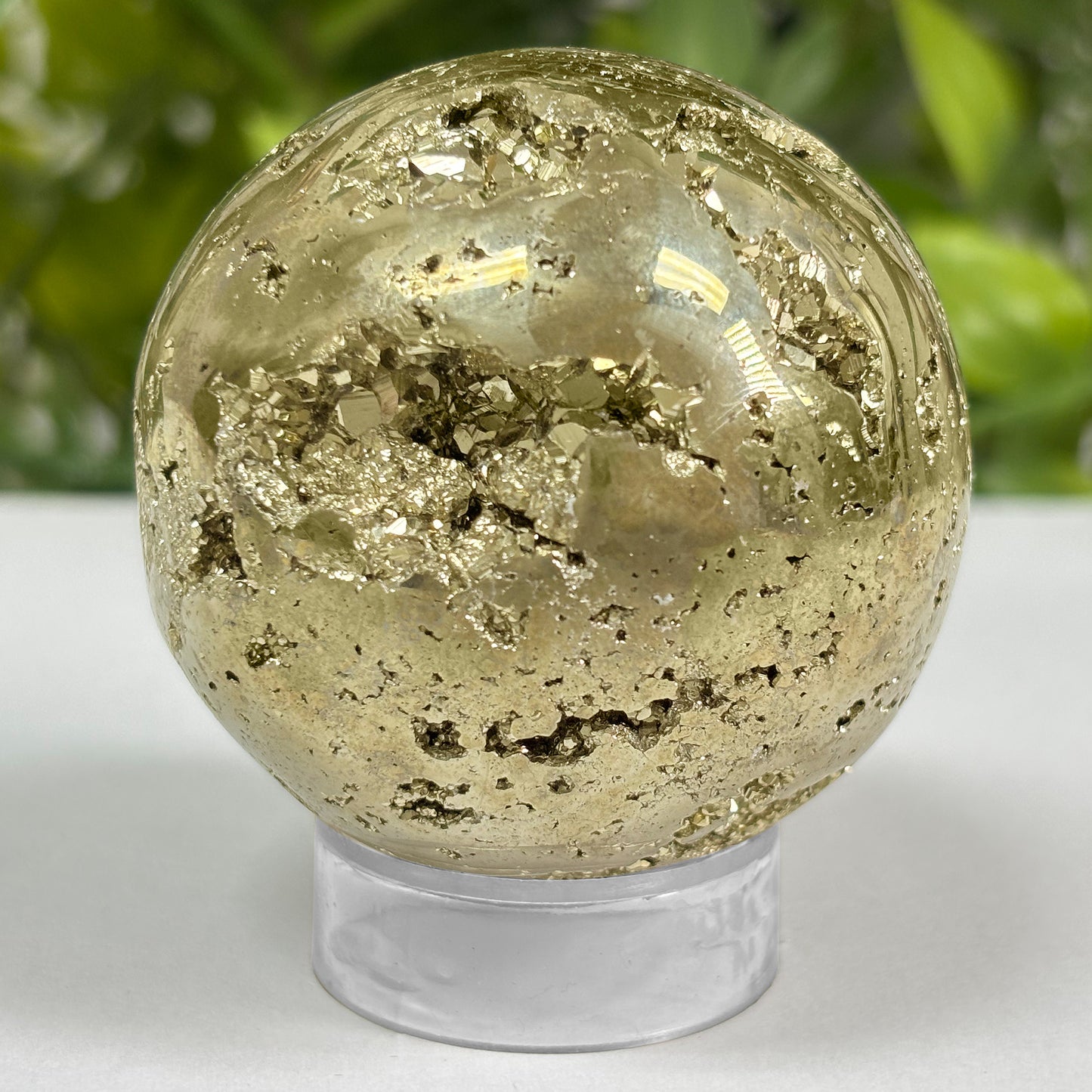 Polished Pyrite Crystal Gemstone Sphere Decor Ball -Gem Avenue