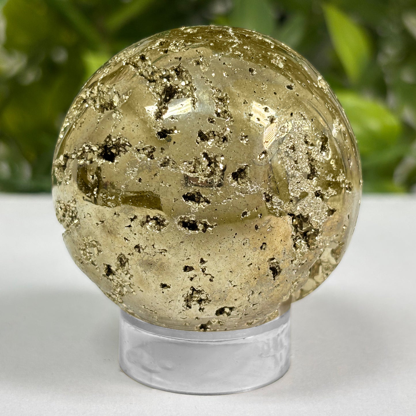 Polished Pyrite Crystal Gemstone Sphere Decor Ball -Gem Avenue