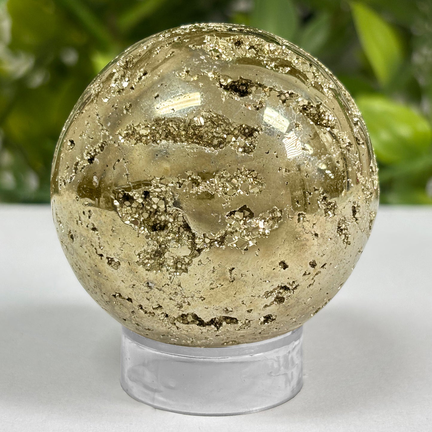 Polished Pyrite Crystal Gemstone Sphere Decor Ball -Gem Avenue