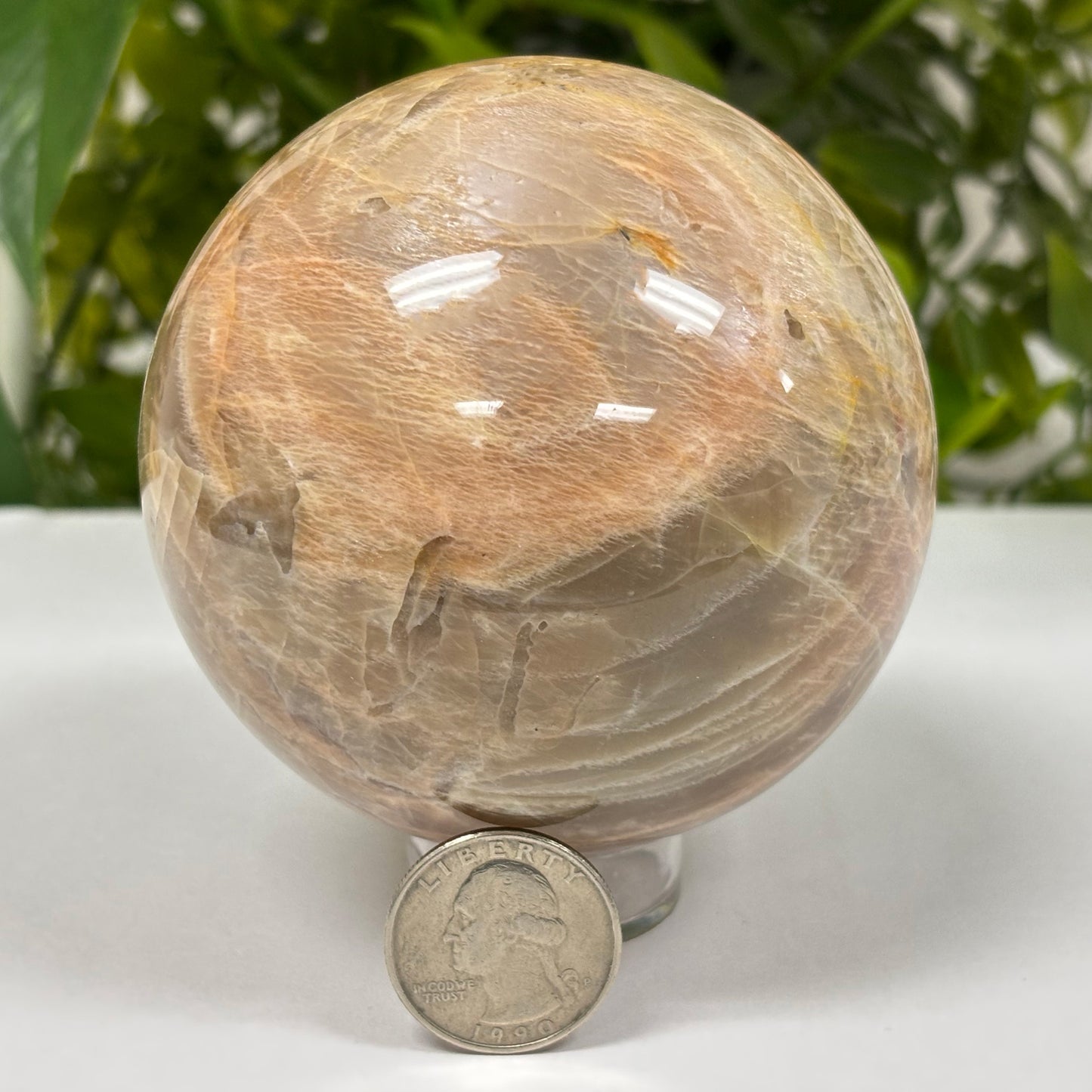 Polished Moonstone Crystal Gemstone Sphere Decor Ball - Gem Avenue
