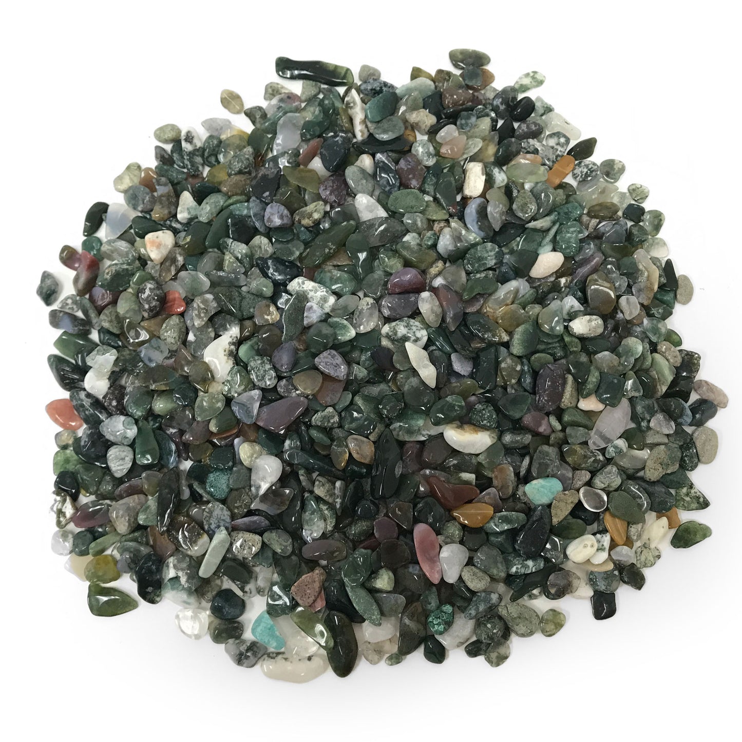 Moss Agate Tumbled Chips - Gem Avenue