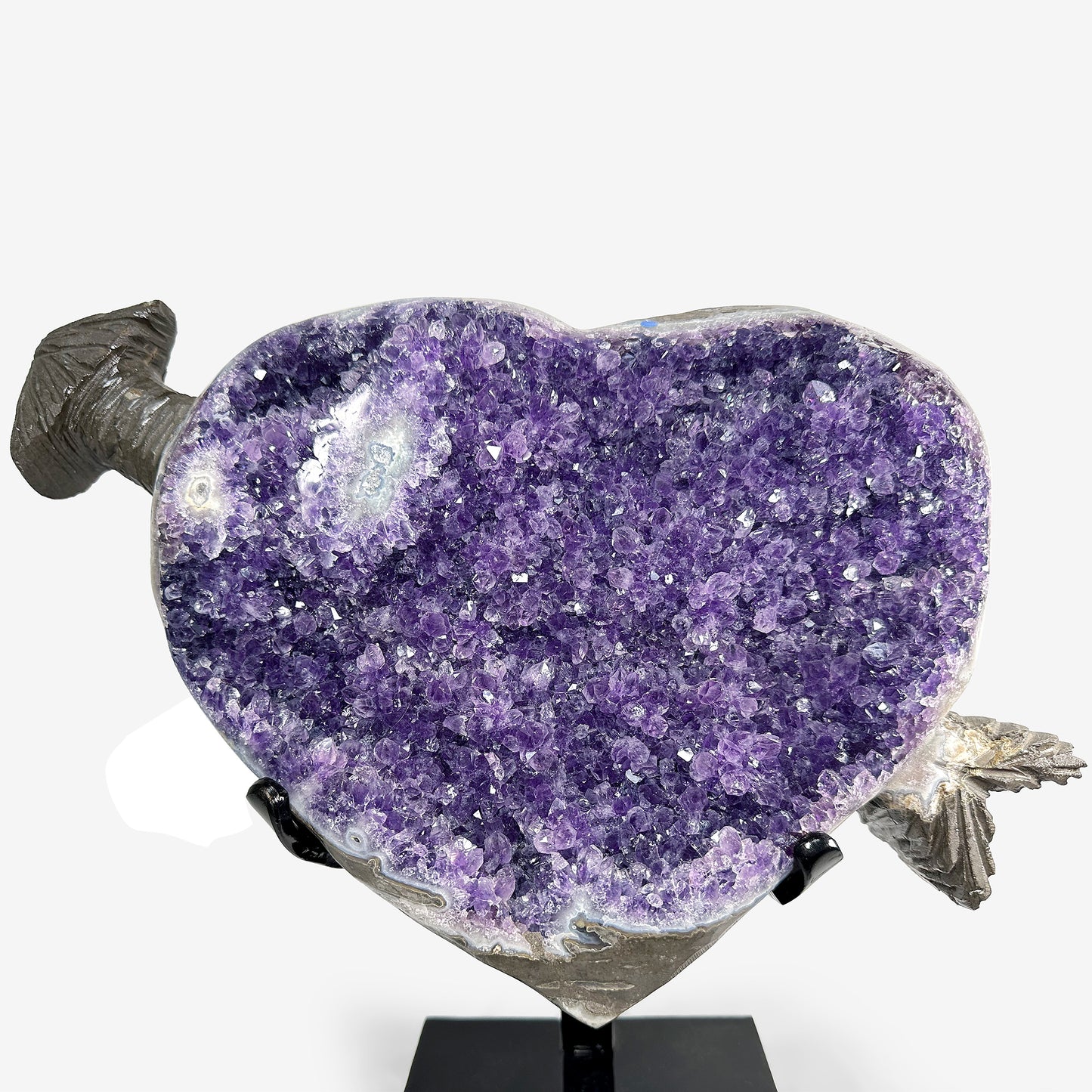 Natural Purple Amethyst Heart-Shaped Crystal Geode - Gem Avenue