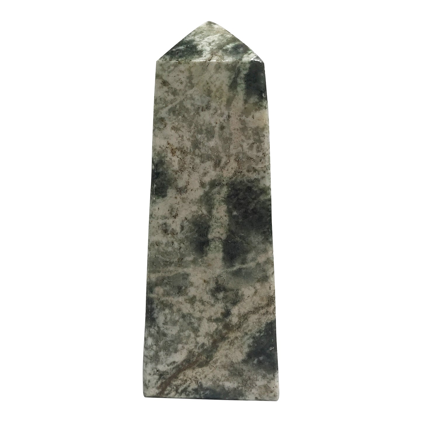 Natural Serpentine Crystal Tower Point Healing Stone Obelisk for Energy & Home Décor (3.75")
