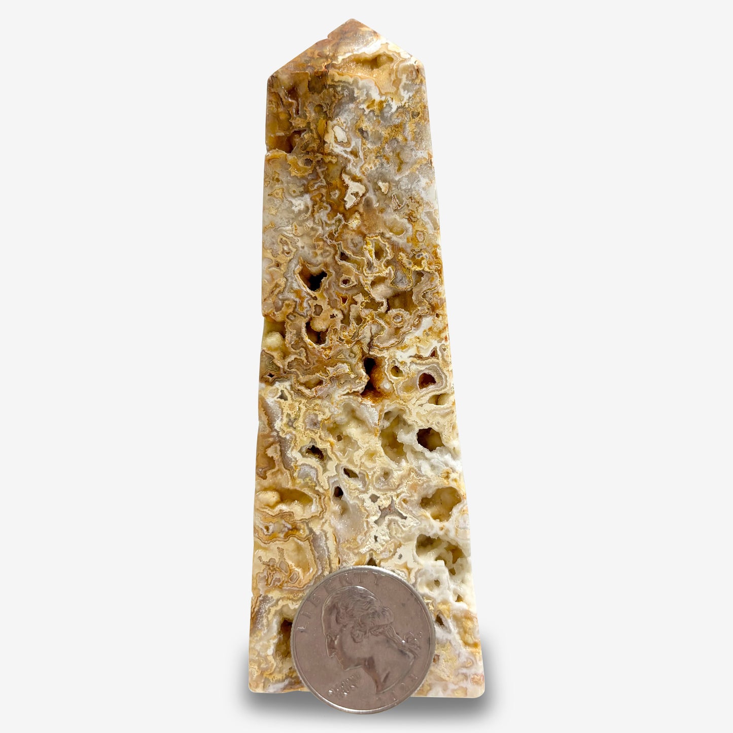 Polished Crazy Lace Agate Crystal Wand Self Standing Obelisk Tower-Gem Avenue