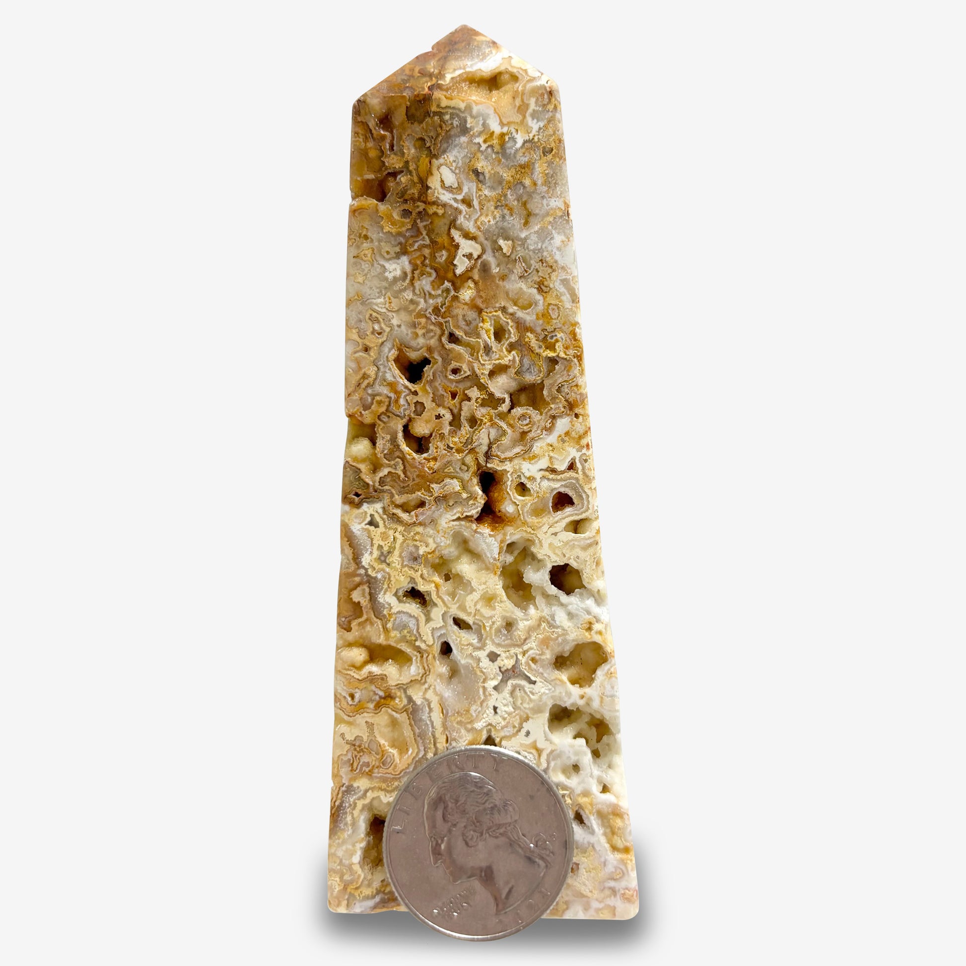 Polished Crazy Lace Agate Crystal Wand Self Standing Obelisk Tower-Gem Avenue
