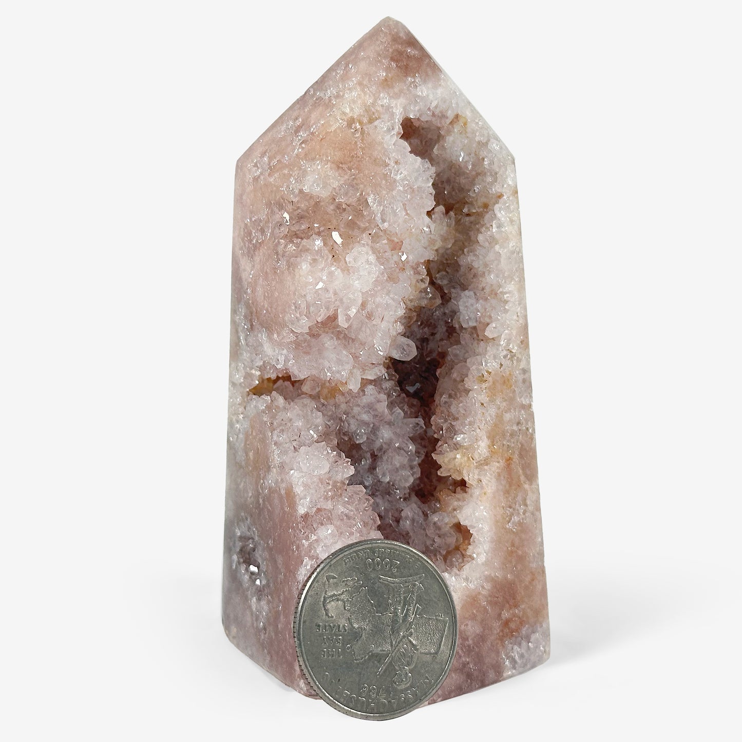 Natural Pink Amethyst Crystal Obelisk Tower – Polished Gemstone Point for Emotional Healing, Meditation & Elegant Home Décor – Unique Collector’s Crystal - RPO401
