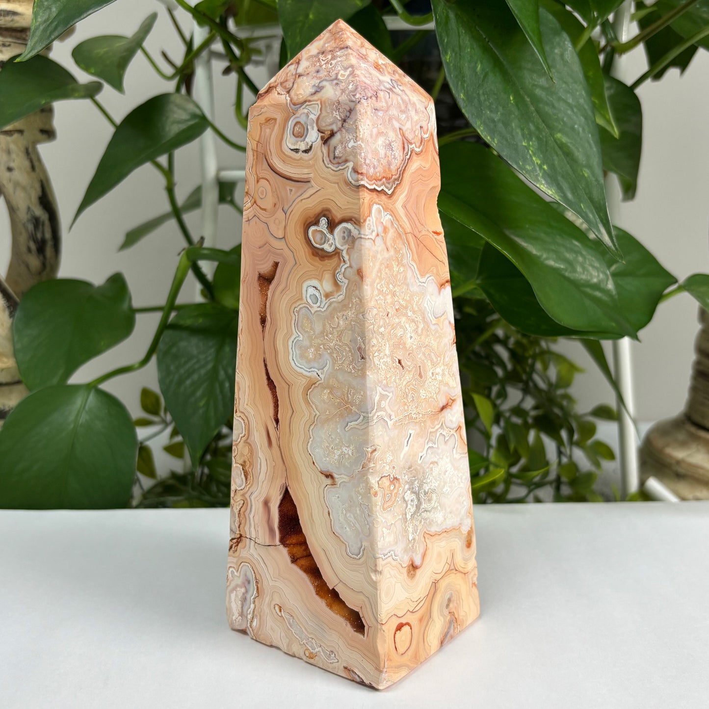 Natural Crazy Lace Agate Crystal Gemstone Obelisk Tower Point - Gem Avenue