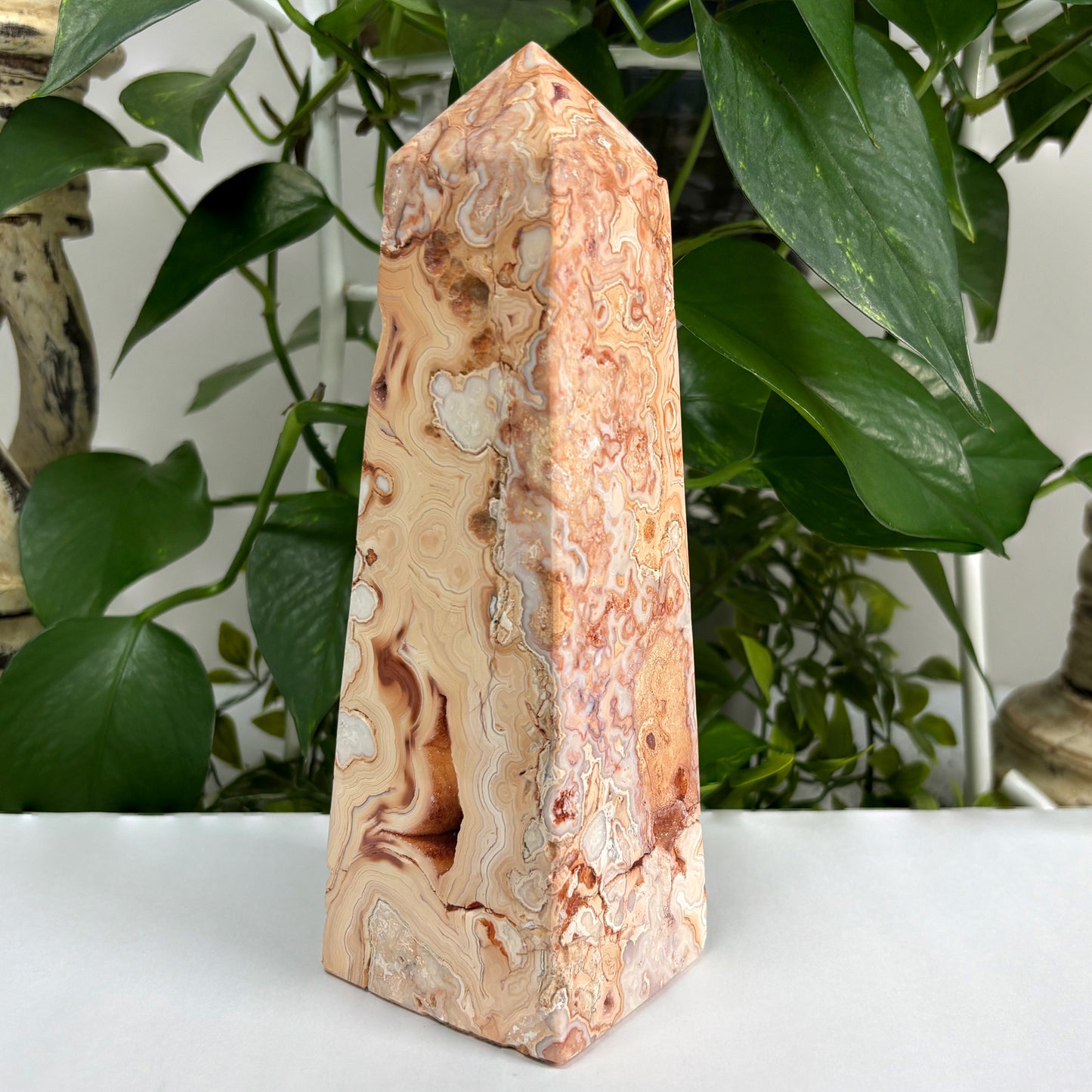 Natural Crazy Lace Agate Crystal Gemstone Obelisk Tower Point - Gem Avenue