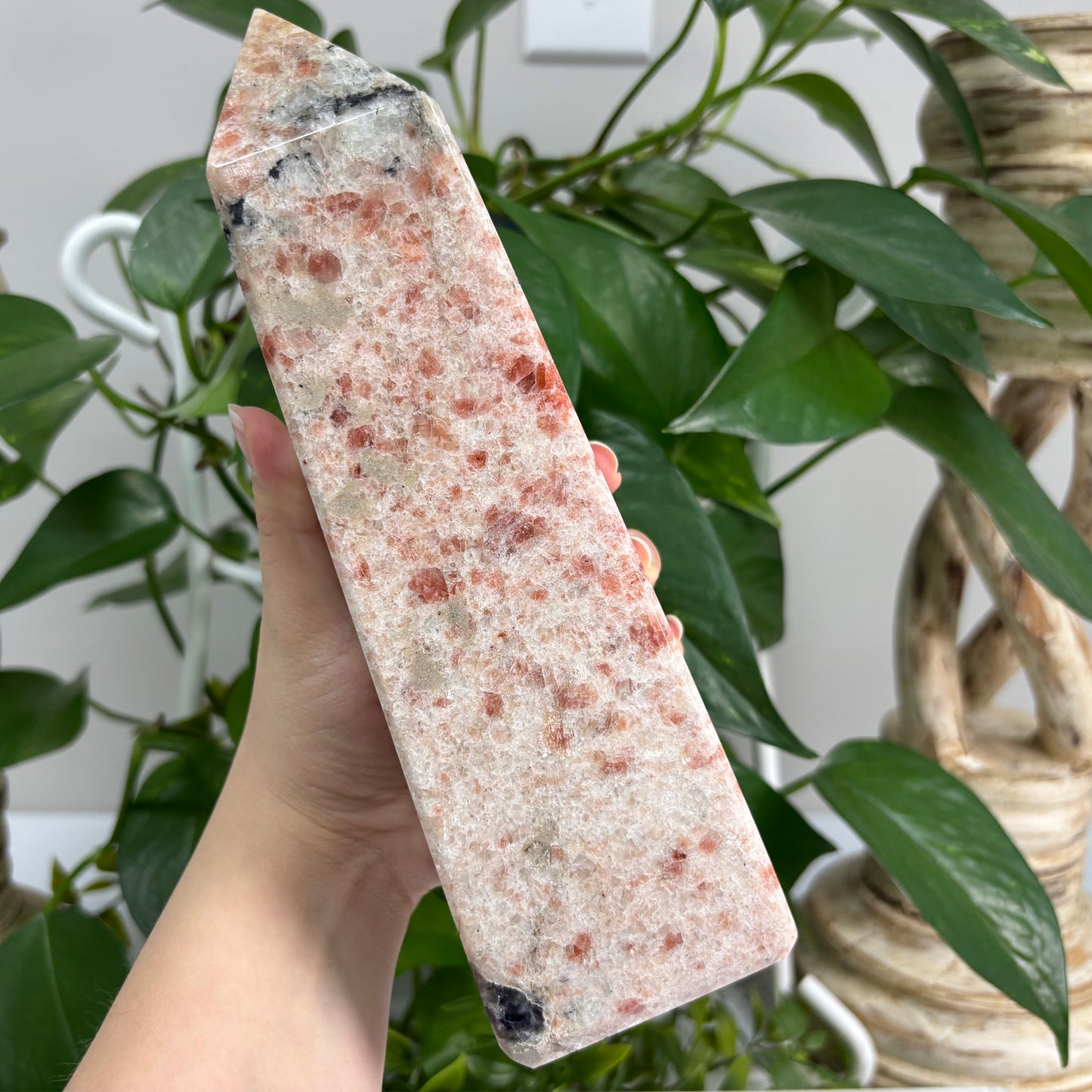 Natural Sunstone Crystal Gemstone Obelisk Tower Point - Gem Avenue