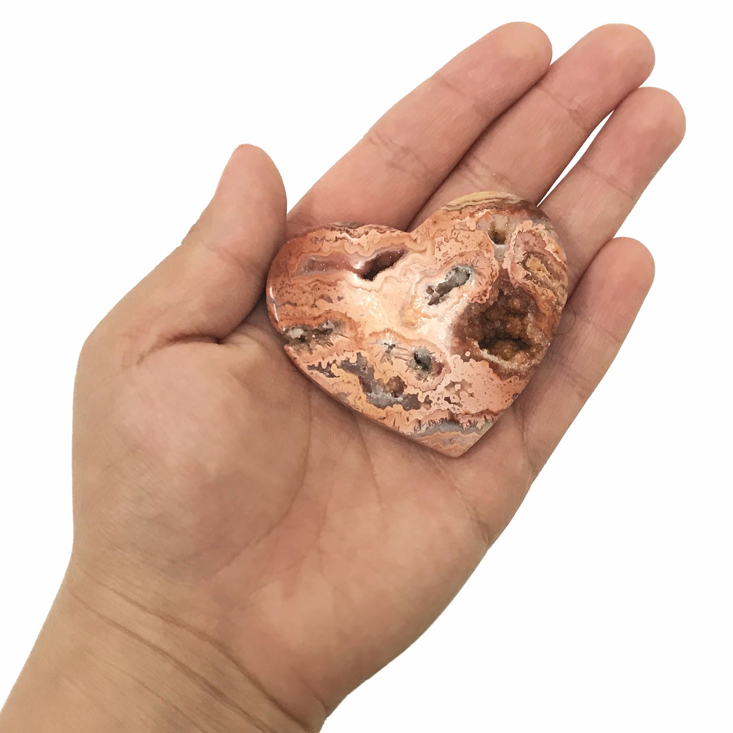 Natural Crazy Lace Agate Love Heart Crystal Gemstone-Gem Avenue