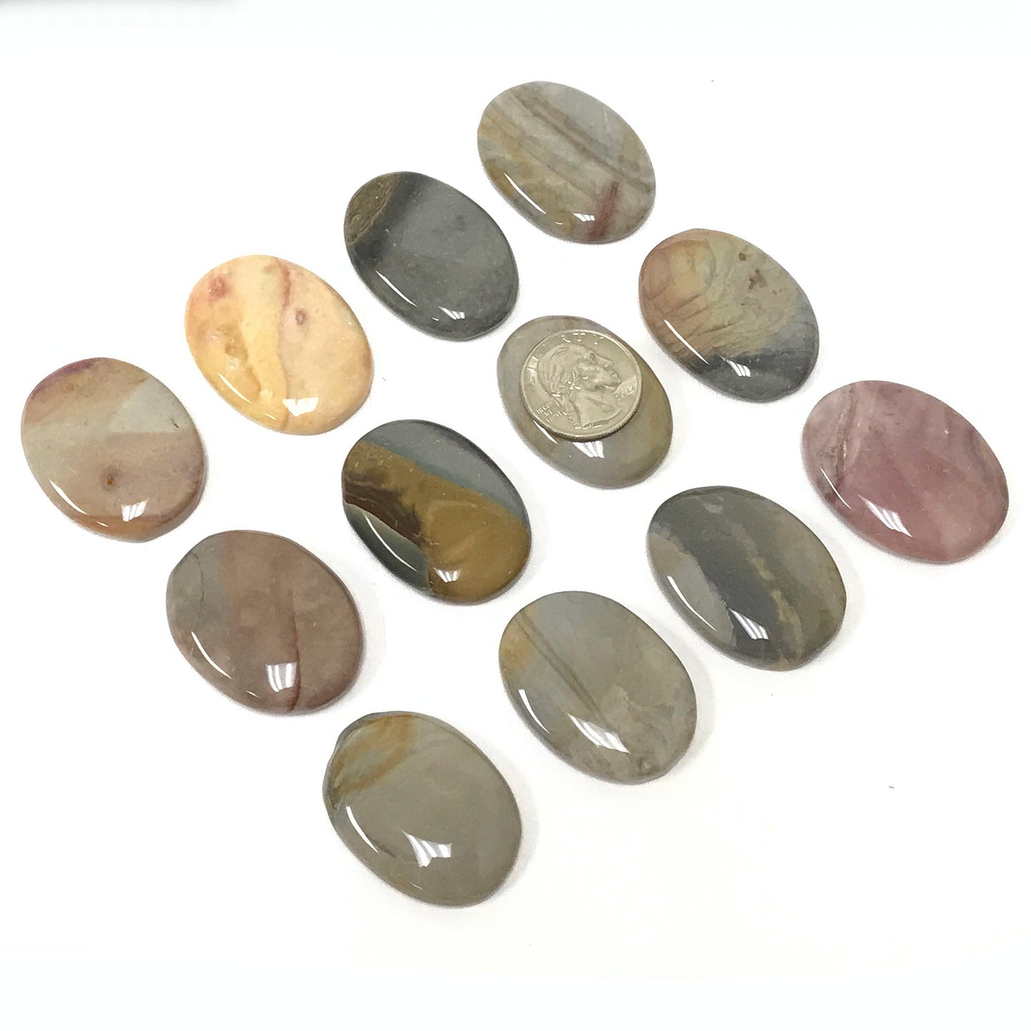 Polychrome Jasper Pocket Fidget Thumb Indent Worry Stone (1 Piece) -RSH204-D