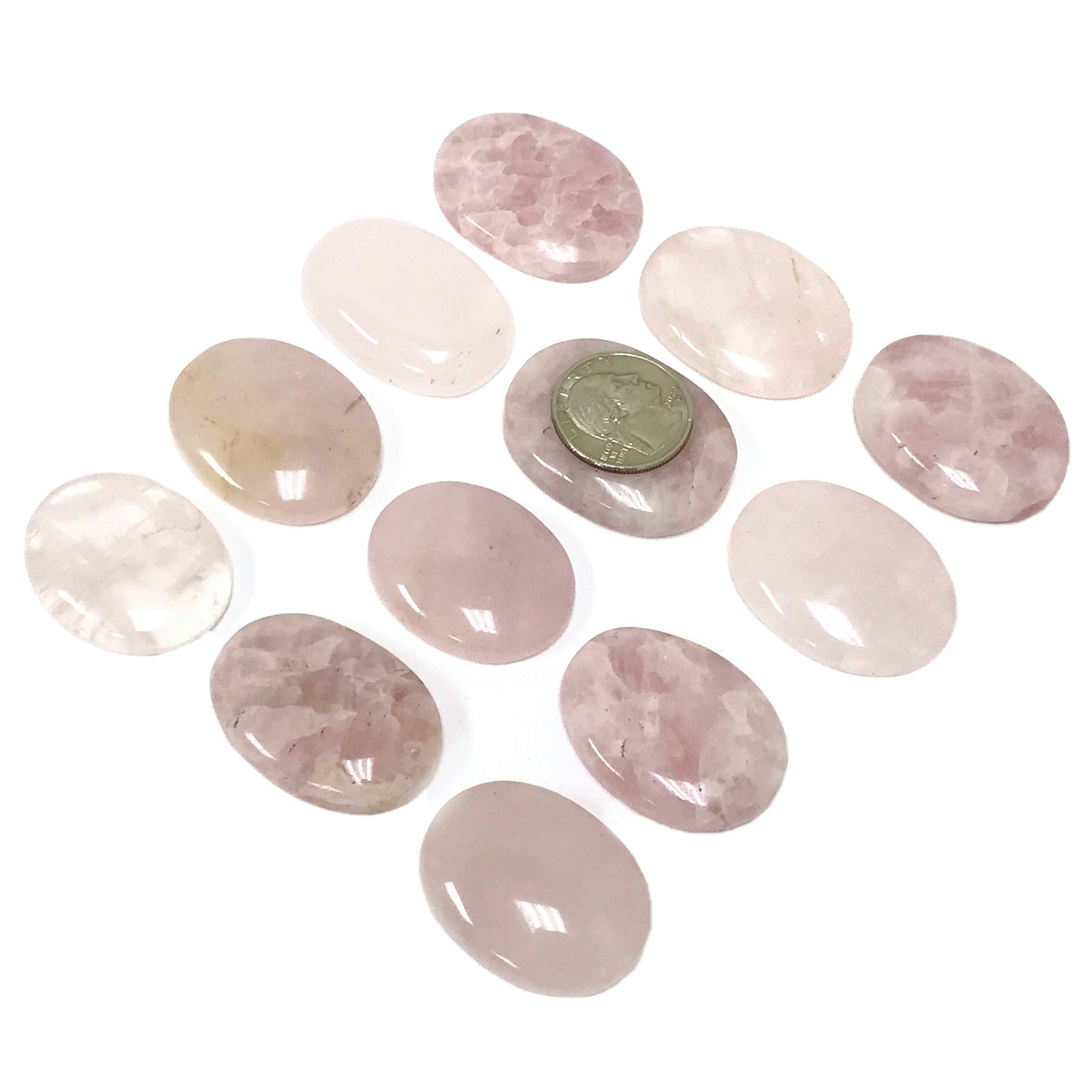 Rose Quartz Pocket Fidget Thumb Indent Worry Stone (1 Piece) -RSH204-E