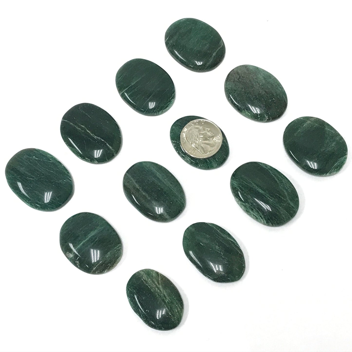 Green Jade Pocket Fidget Thumb Indent Worry Stone (1 Piece) -RSH204-J