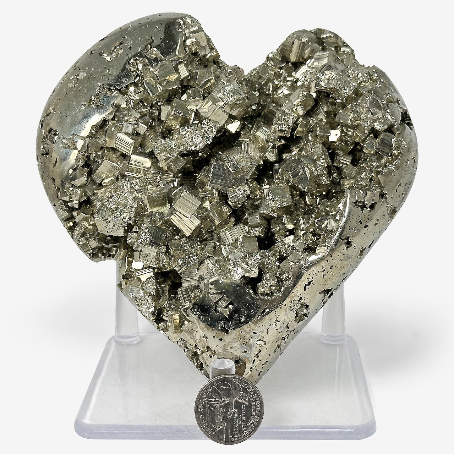 Natural Pyrite Love Heart Shaped Crystal Gemstone Home Decor - Gem Avenue