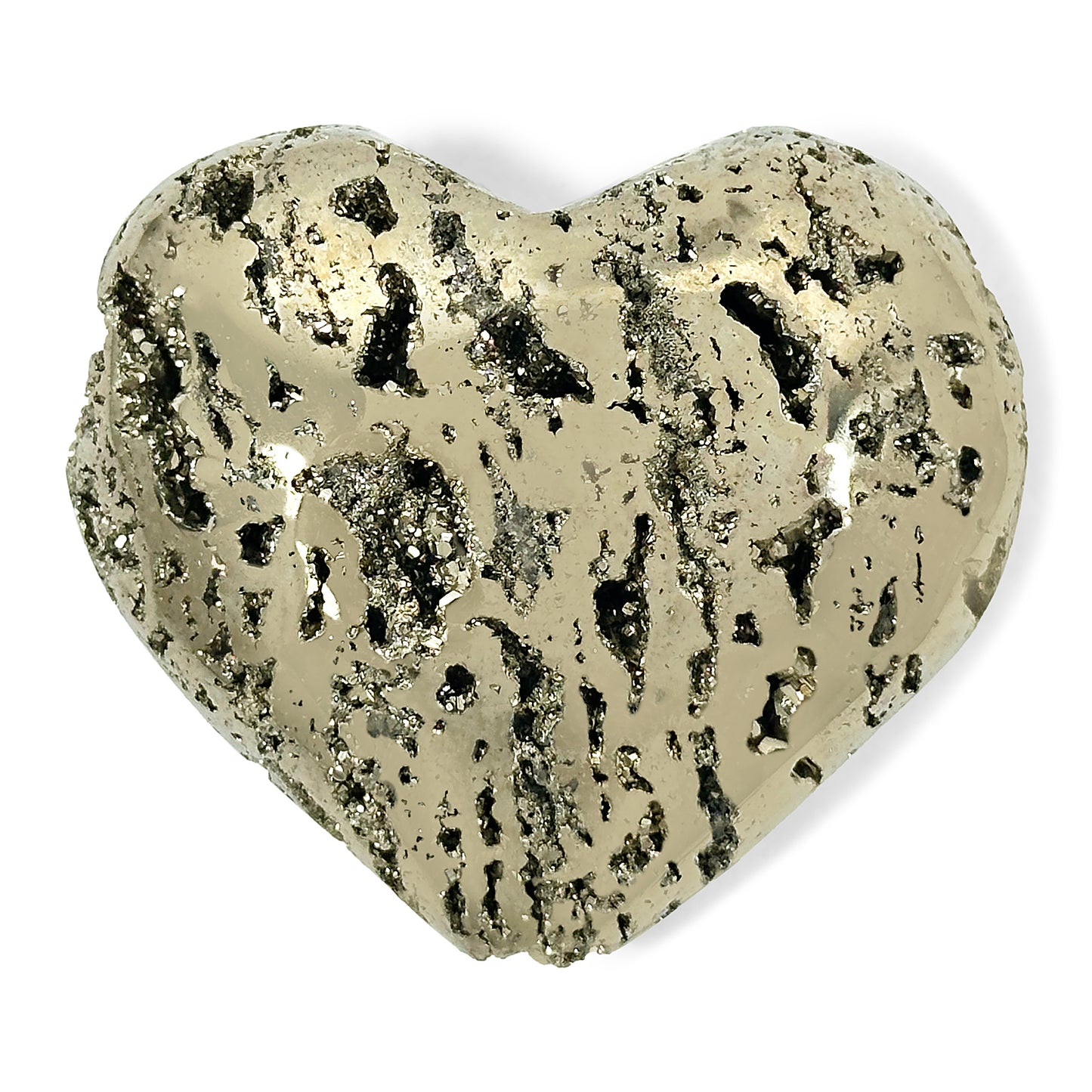 Hand-Carved Pyrite Heart Natural Crystal Gemstone for Healing, Love & Collector’s Display -RSH271
