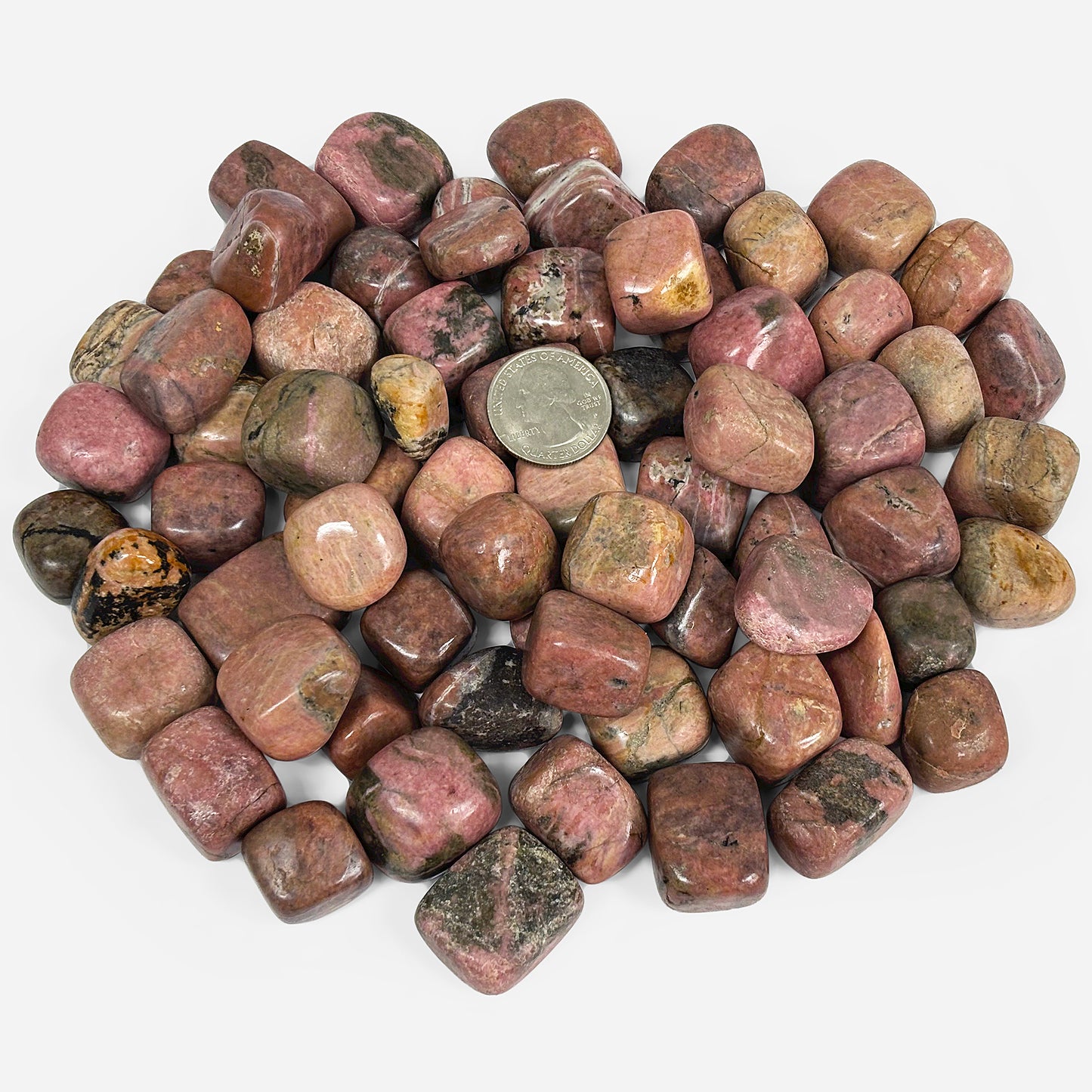 1 lb Natural Rhodonite Tumbled Stone Polished Gemstone Healing Crystals Bulk