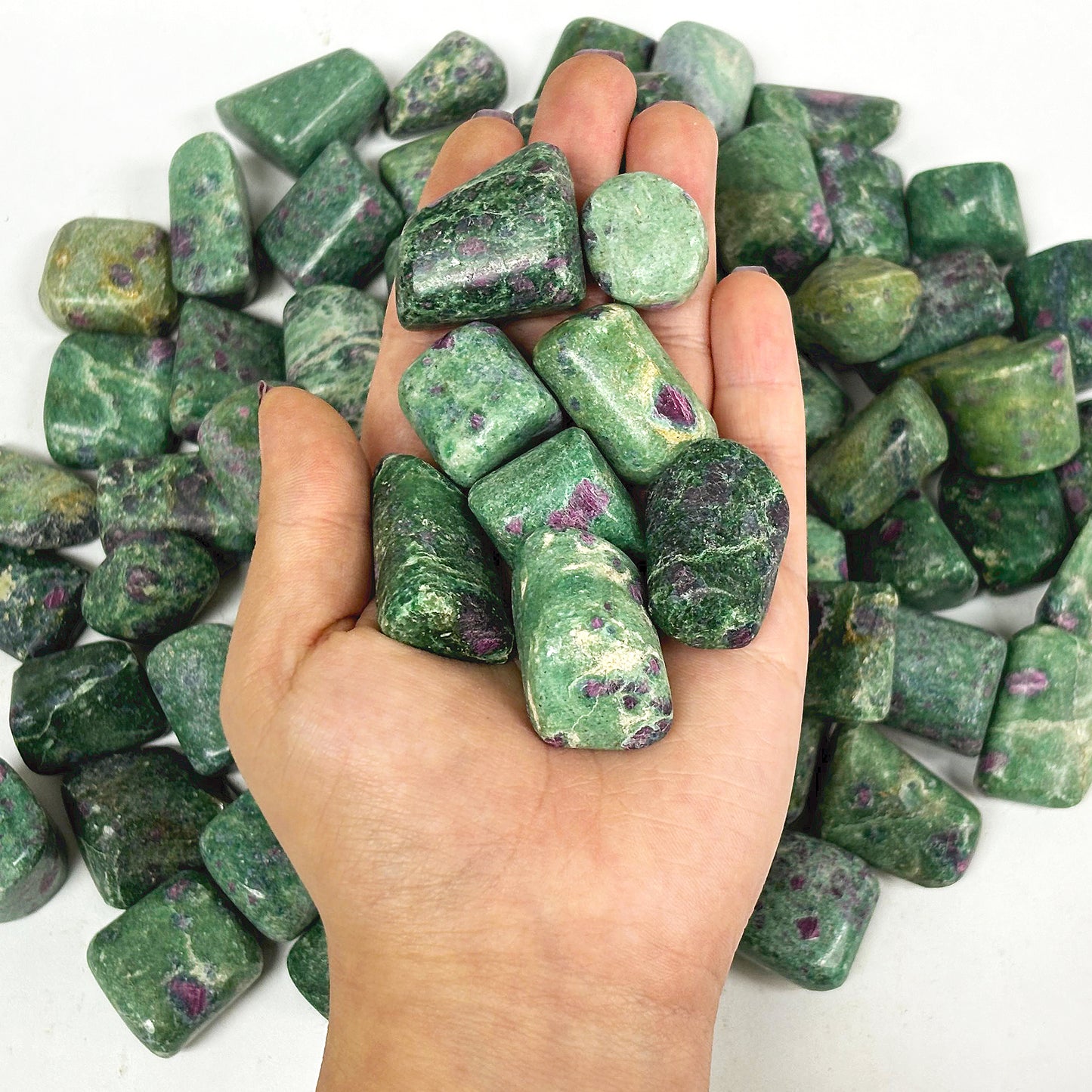 1 lb Natural Polished Ruby Zoisite Gemstone Tumbled Stones Healing Crystals Bulk