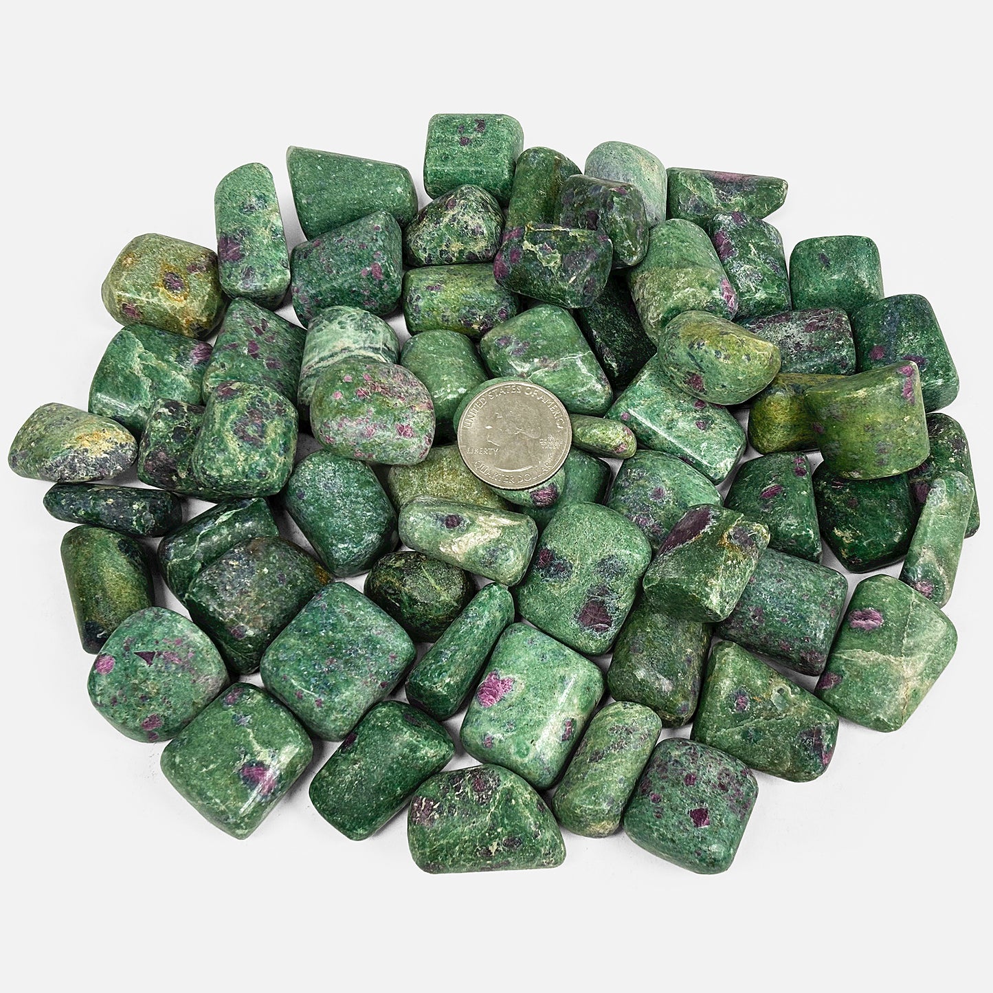 1 lb Natural Polished Ruby Zoisite Gemstone Tumbled Stones Healing Crystals Bulk