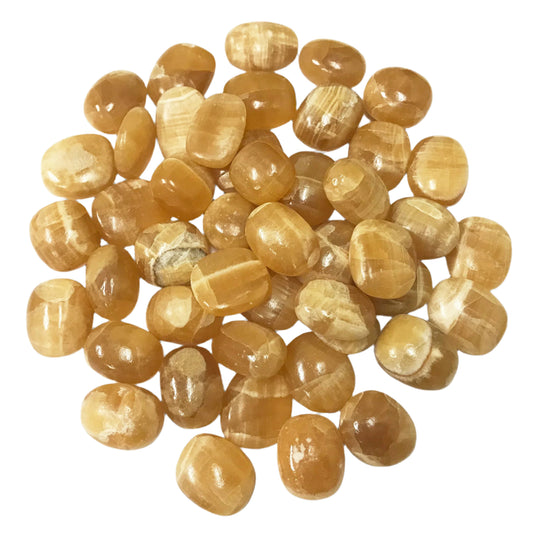 1 lb Natural Polished Honey Calcite Gemstone Tumbled Stones Healing Crystals Bulk