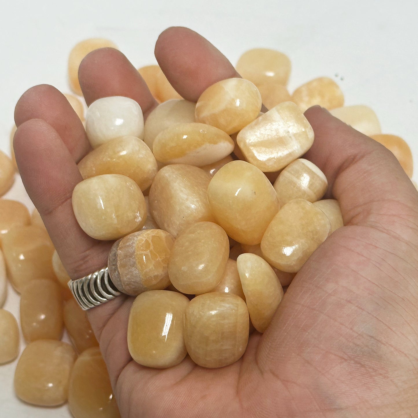 Natural Mango Calcite Tumbled Gemstone - Gem Avenue