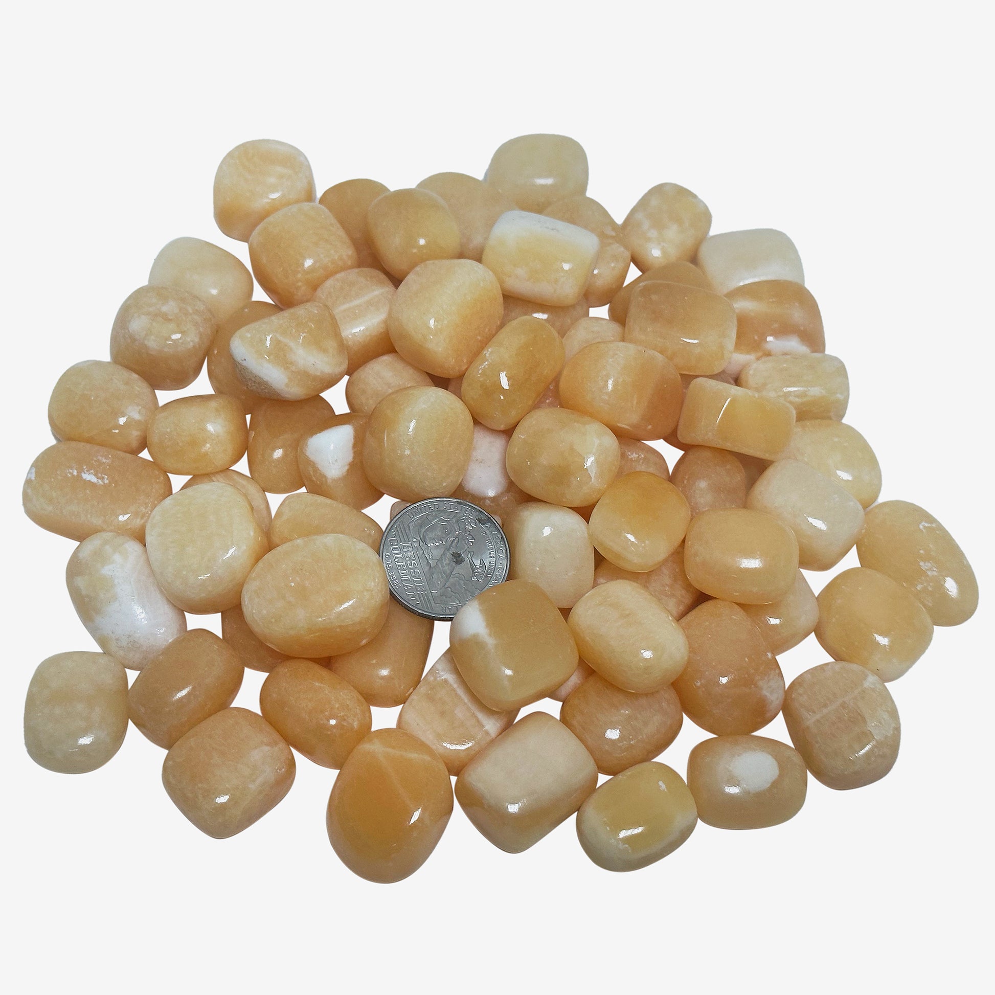 Natural Mango Calcite Tumbled Gemstone - Gem Avenue