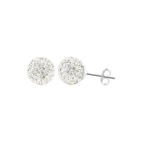 .925 Sterling Silver 6mm Round Crystal Ball Stud Earrings Sparkling Classic Jewelry for Women