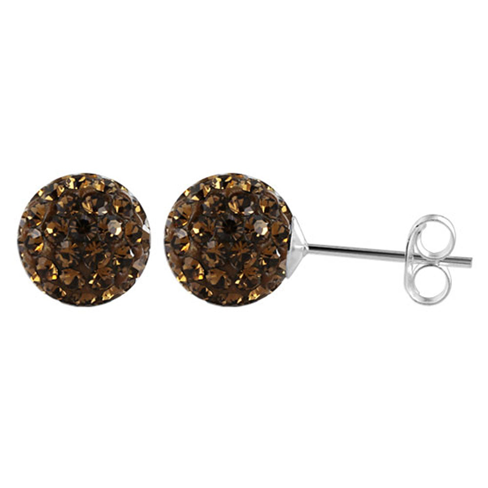 .925 Sterling Silver 6mm Round Crystal Ball Stud Earrings Sparkling Classic Jewelry for Women