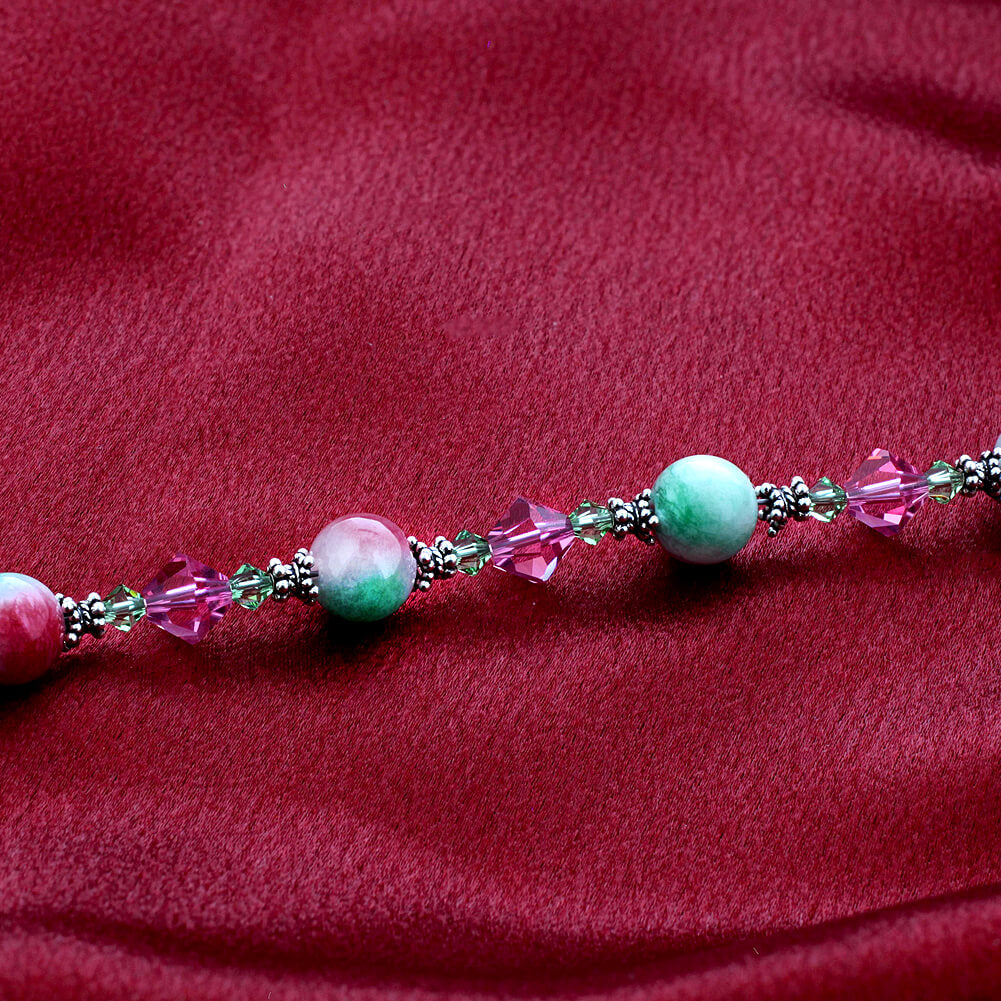 Simulated Gemstones & Austrian Crystals 925 Sterling Silver Bracelet - Gem Avenue